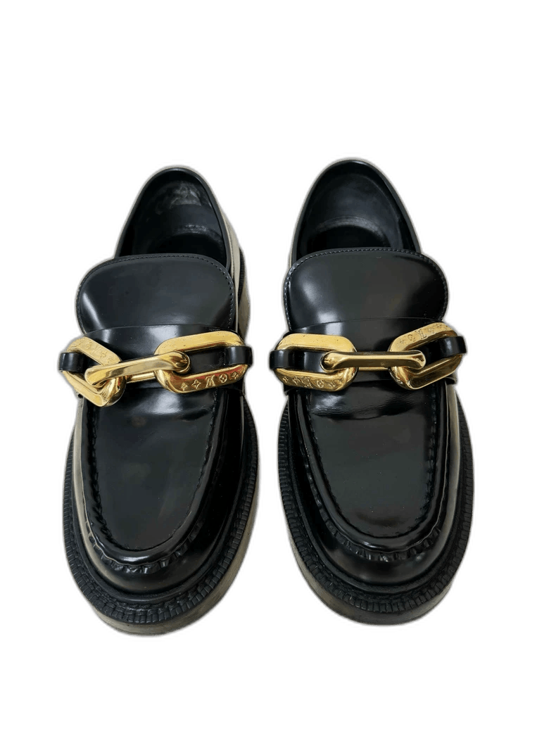 Louis Vuitton Louis Vuitton Black Loafers with Gold Detail Size US 8 / IT 38 - 1 Thumbnail