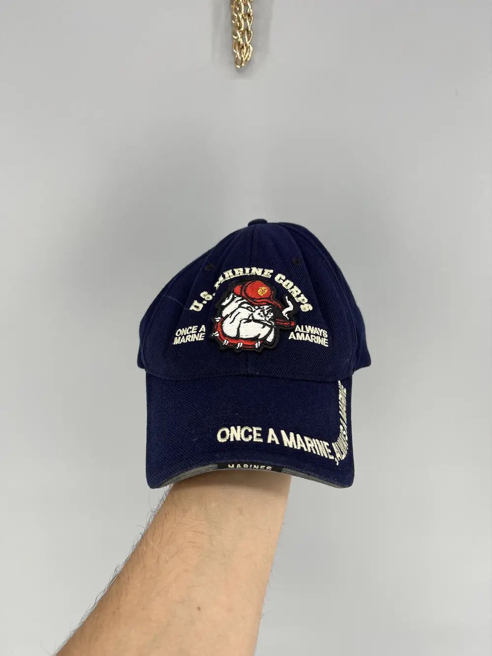 Vintage Once a Marine Hat Big Patch Black Adjustable Trucker Size ONE SIZE - 1 Thumbnail