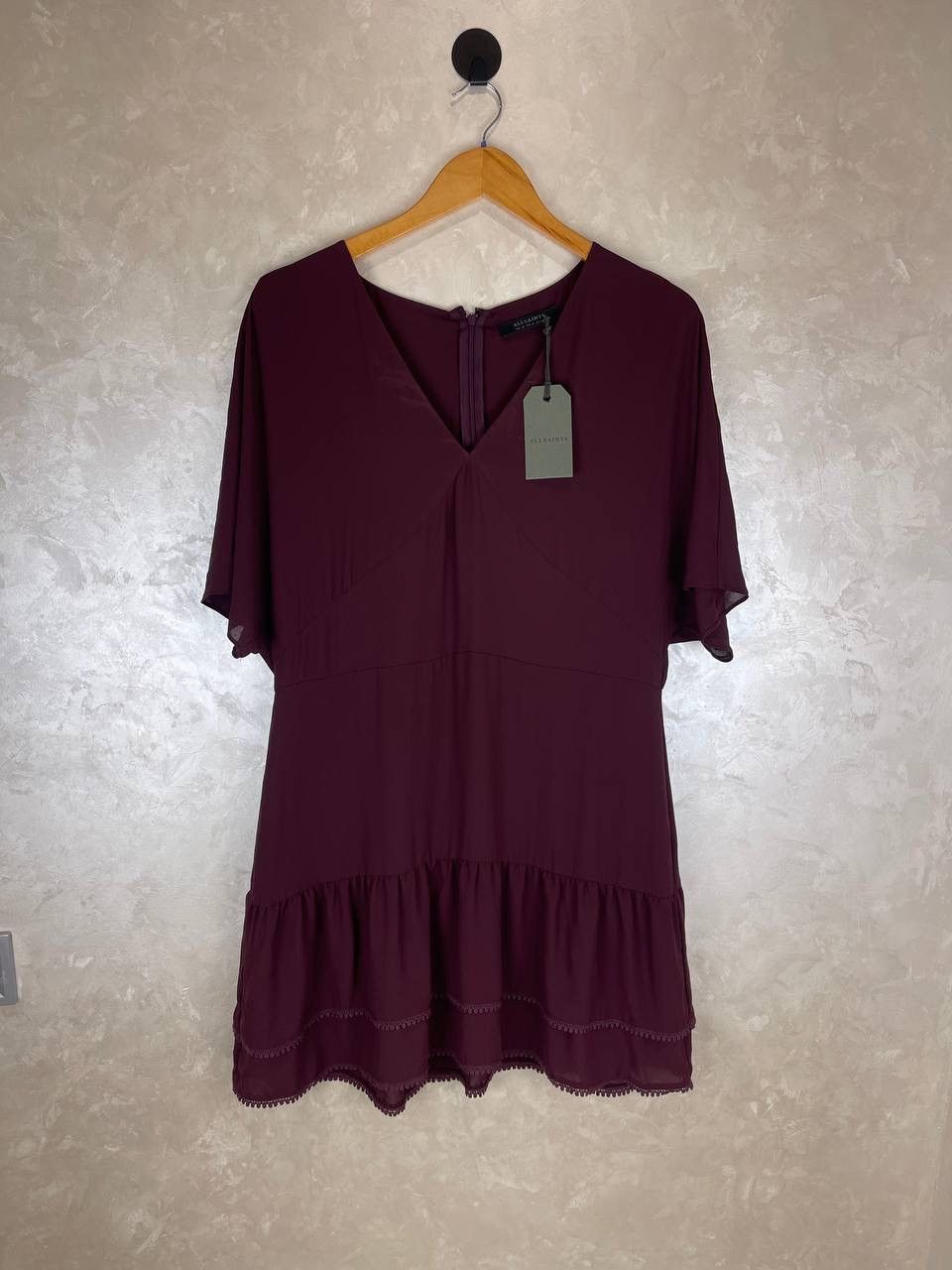 Allsaints AllSaints Marley Dress Bordeaux Size UK14 EU42 Viscose New Size L / US 10 / IT 46 - 1 Thumbnail