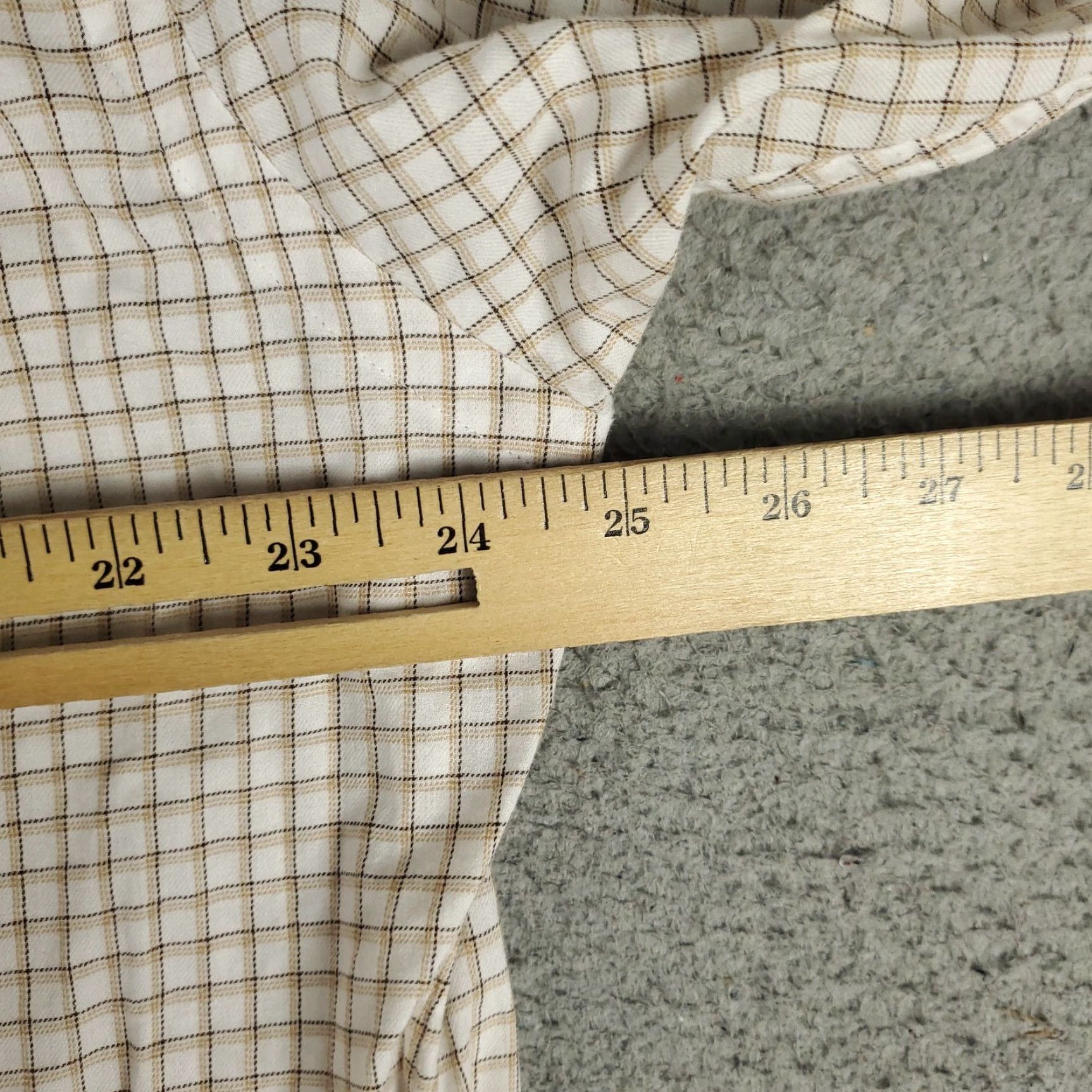 Ralph Lauren VINTAGE Ralph Lauren Dress Shirt Mens 16 Beige Check Long Sleeve Cotton Regular Fit Business Casual Formal Men Size 42R - 7 Thumbnail
