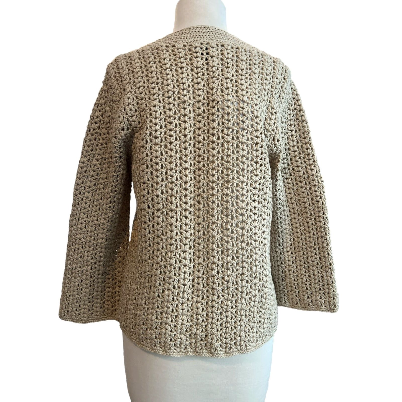 Talbots Talbots Cardigan M Chunky Knit Tan 3 Button NWT Large Button 19 Size M / US 6-8 / IT 42-44 - 3 Thumbnail