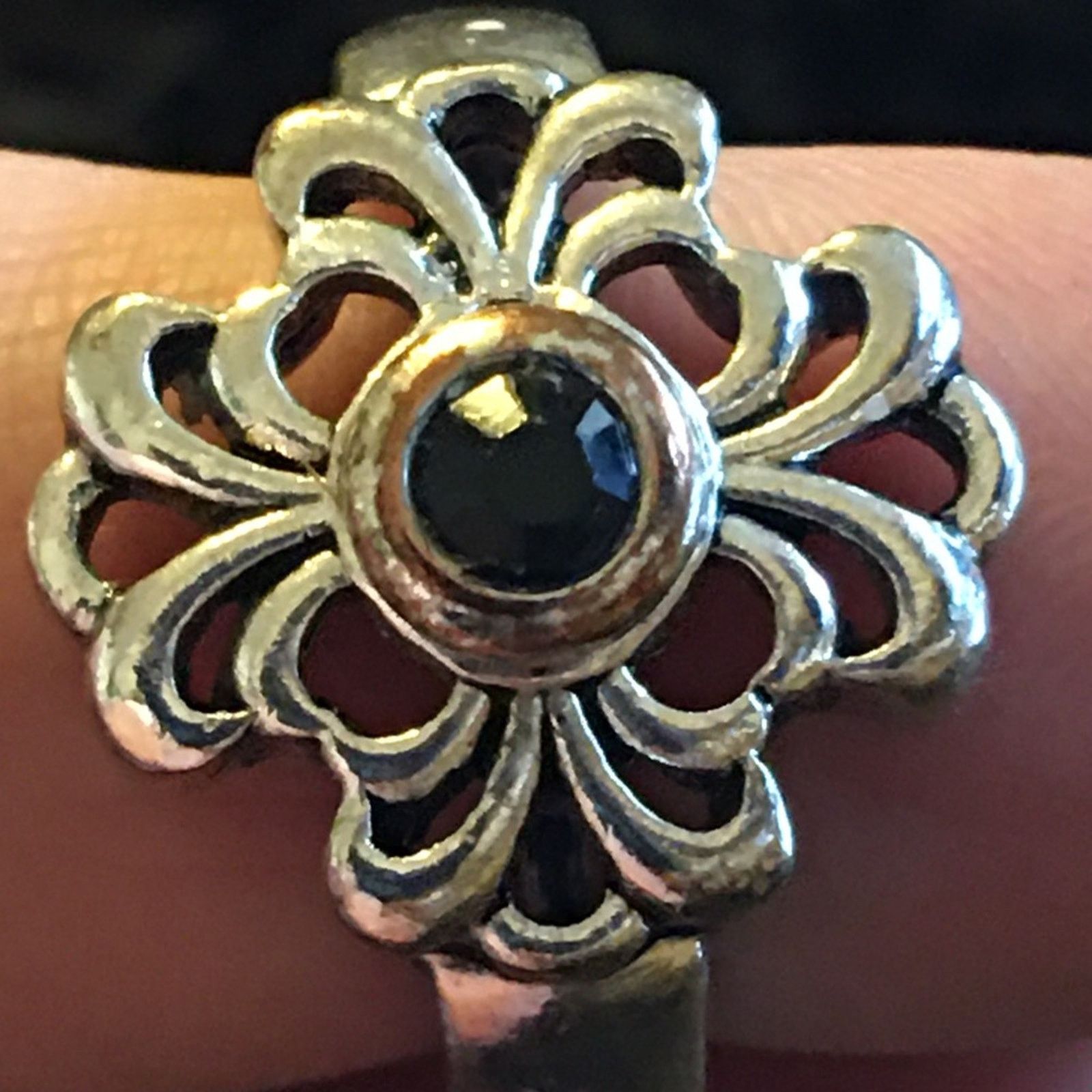 Vintage Ladies vintage silver plated filigree design ring Size ONE SIZE - 5 Thumbnail