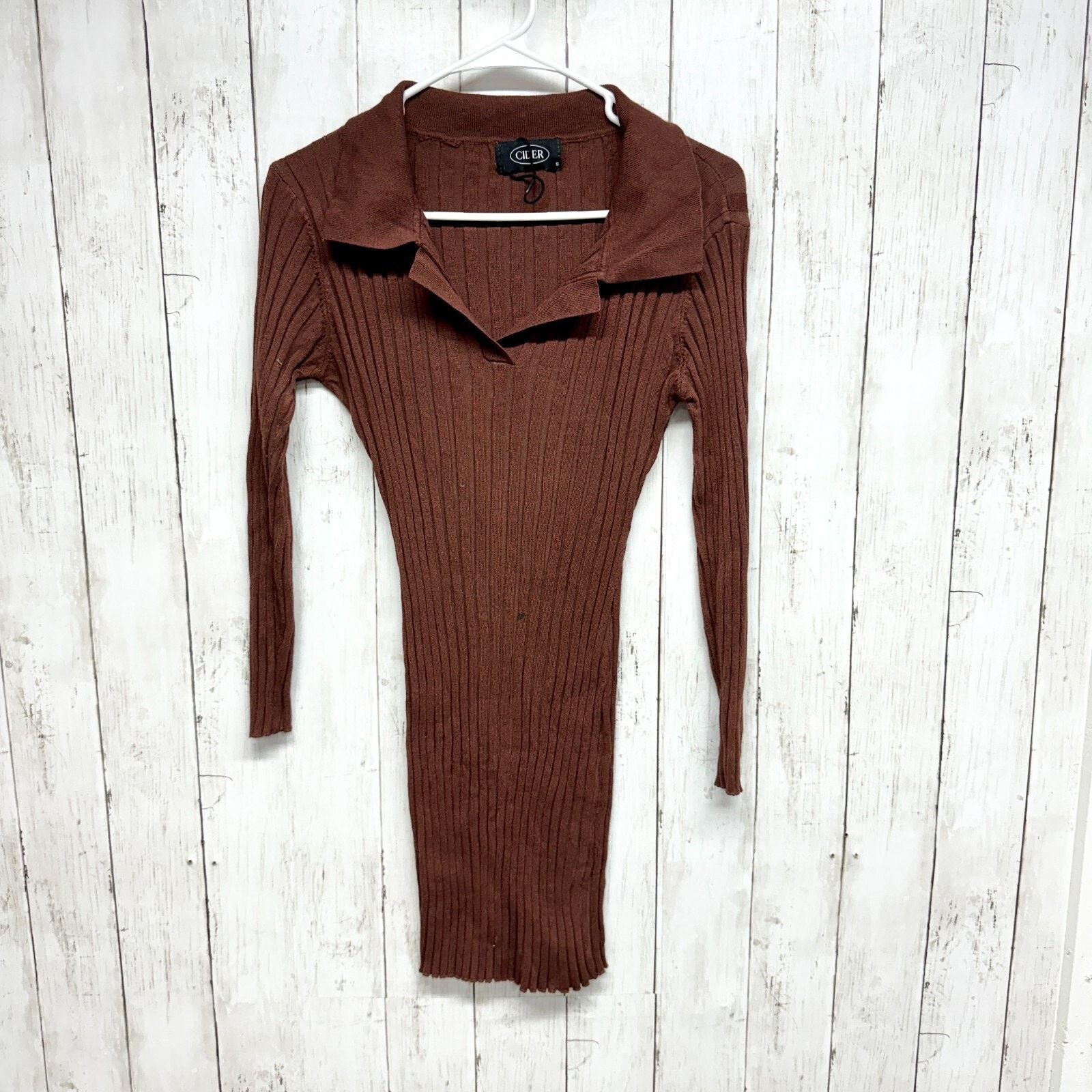 Cider Cider Dress Size Small Fall Mini Ribbed Long Sleeve Collared Size S / US 4 / IT 40 - 1 Thumbnail