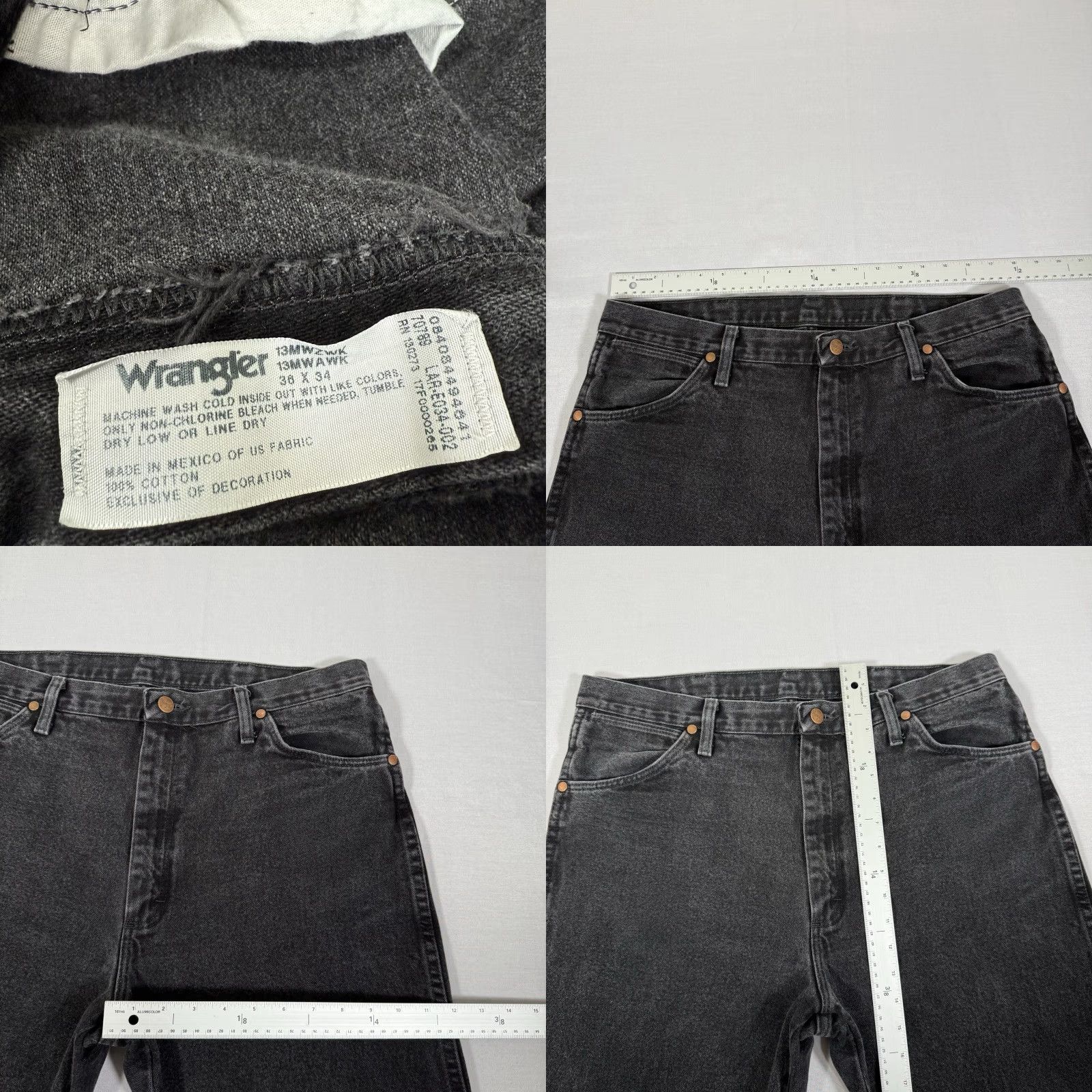 Wrangler Wrangler Jeans Mens 36x34 Black 13MWZ Straight Denim Pants Western Cowboy Cut Jeans Size US 36 / EU 52 - 8 Thumbnail