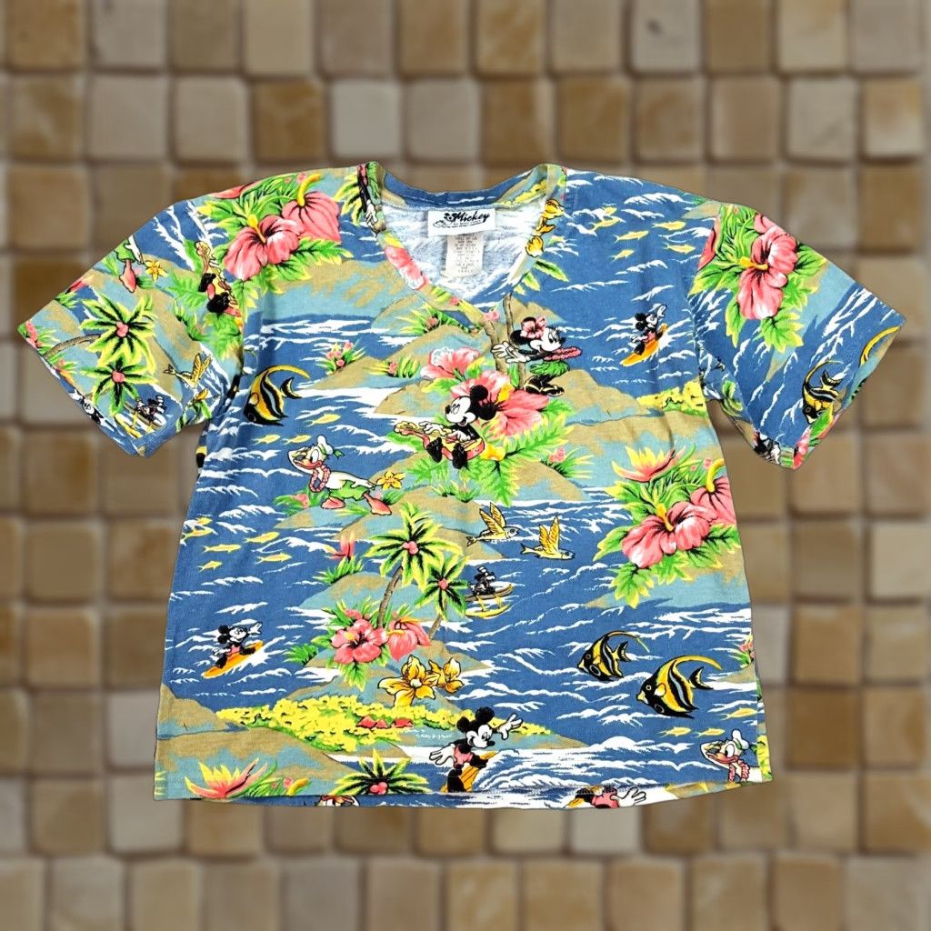 Vintage VINTAGE Hawaiian Mickey Mouse Small Disney Cartoon Short Sleeve T Shirt Top Beach Summer Aloha Tropical Womens XS? Size S / US 4 / IT 40 - 1 Thumbnail