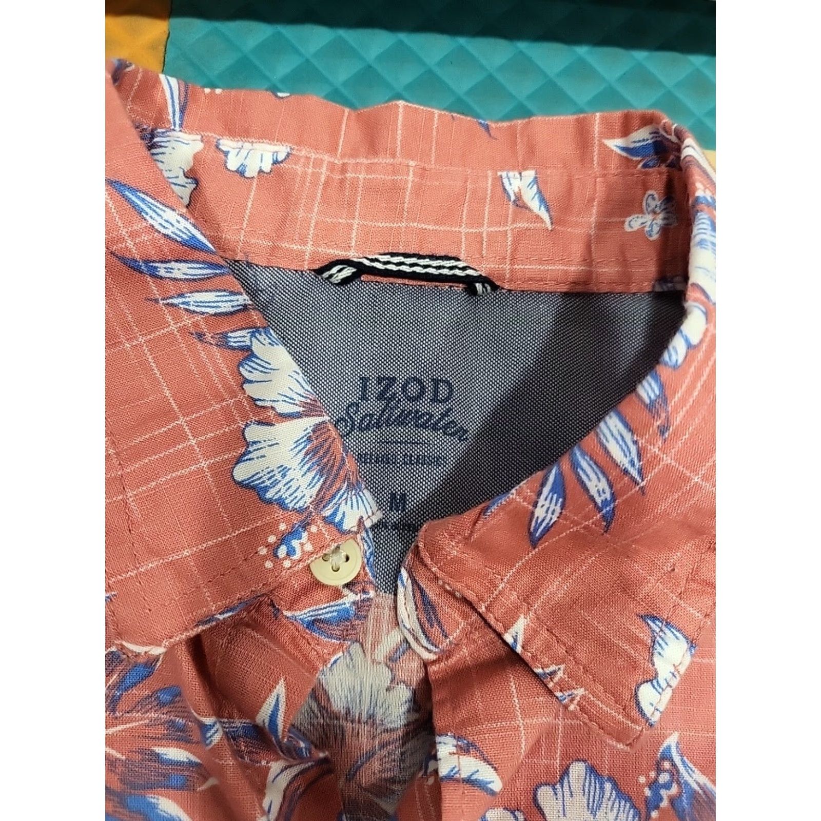 Izod Izod Saltwater Collection Button-Up Shirt SS Med. Tropical Beach Floral Size US M / EU 48-50 / 2 - 2 Thumbnail