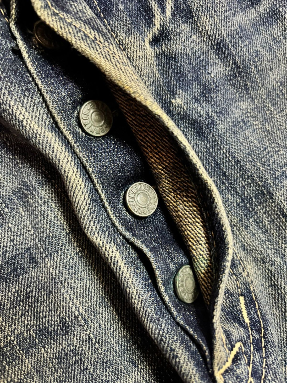 Samurai Jeans Vtg Japan Omnigod Selvedge Grunge Whisker Faded Jeans Size US 29 - 8 Thumbnail