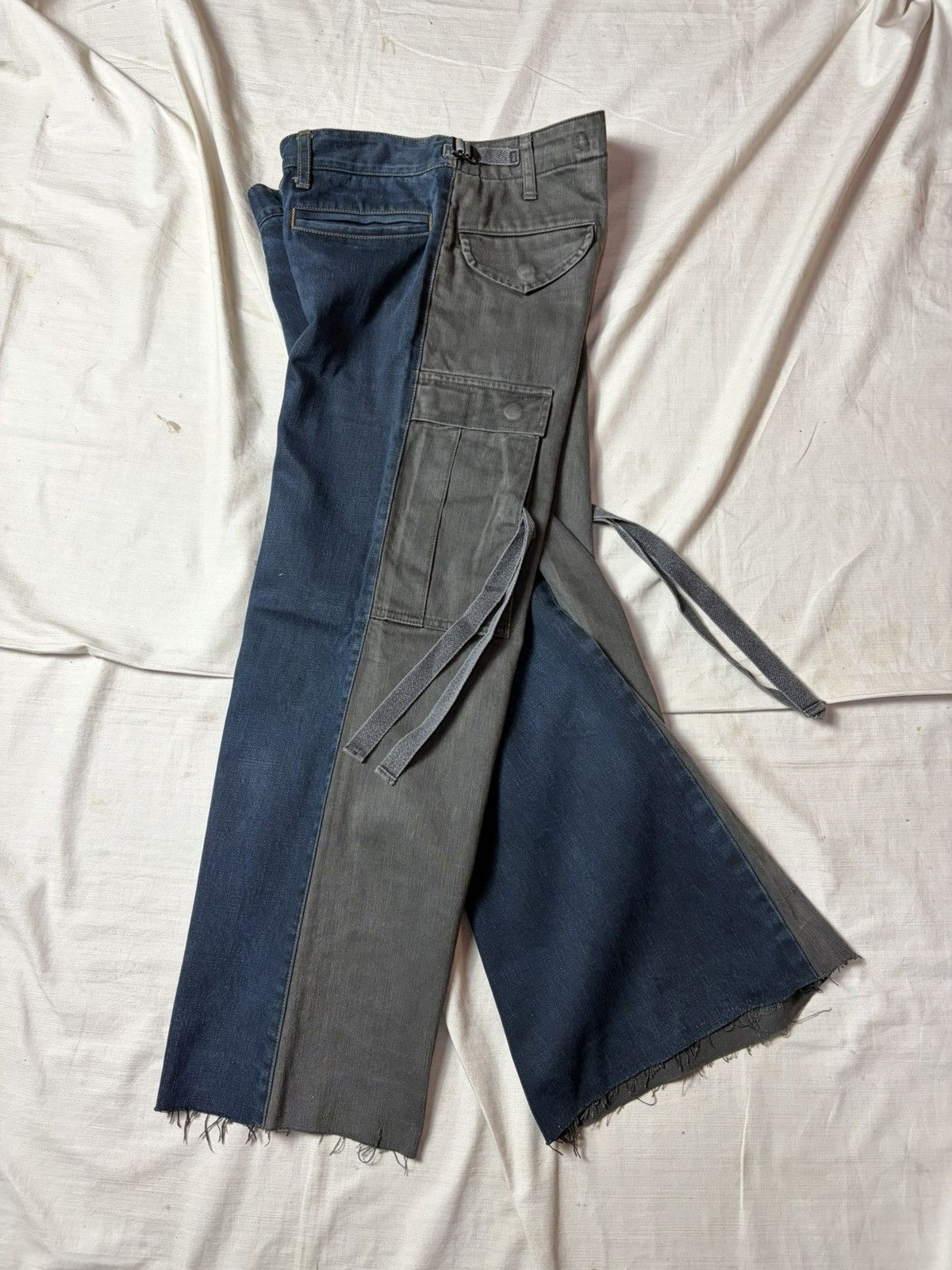 Maison MIHARA YASUHIRO MMY cut & sew hybrid black/blue cropped Japanese jeans Size US 32 / EU 48 - 1 Thumbnail