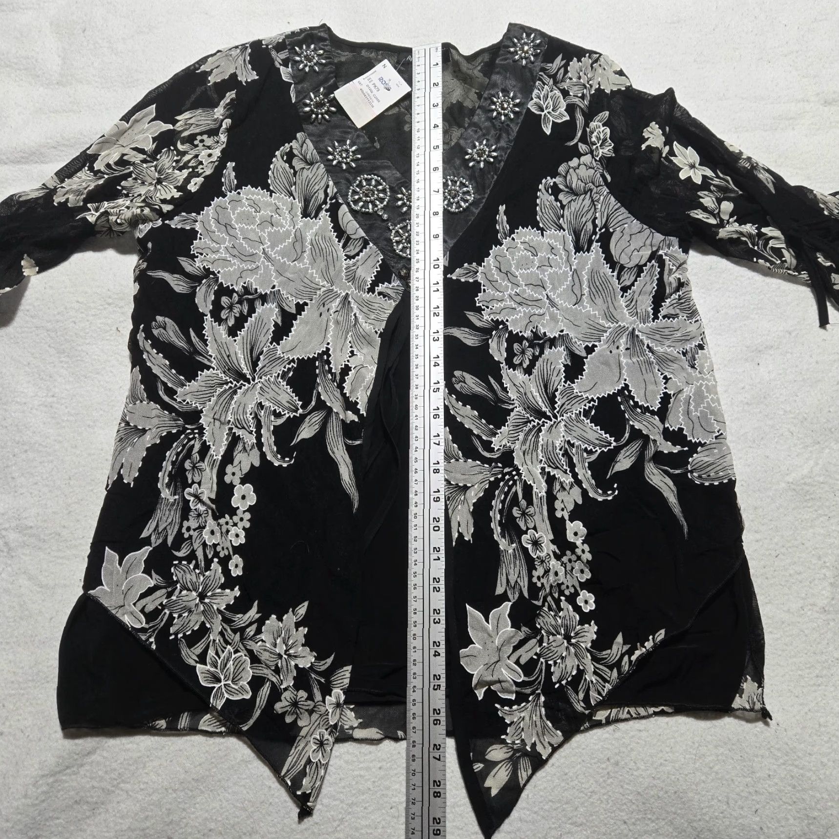 Vintage Appointments Shirt 2XL Black Floral 3/4 Sleeve Blouse Womens Size XXL / US 16-18 / IT 52-54 - 6 Thumbnail