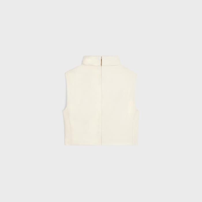 Celine o1w1db11124 Cashmere Flanne Crop Top in Ivory Size XS / US 0-2 / IT 36-38 - 2 Thumbnail