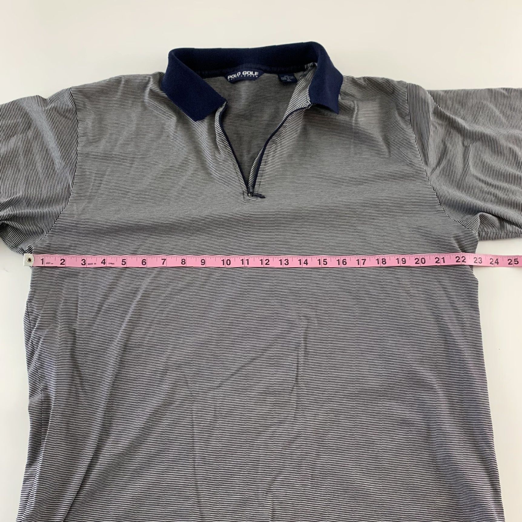 Ralph Lauren Polo Golf Ralph Lauren Shirt Short Sleeve Zip Front Striped Blue White Mens XL Labeled Blue Colorful Pattern Polo Golf Shirt Size US L / EU 52-54 / 3 - 4 Thumbnail