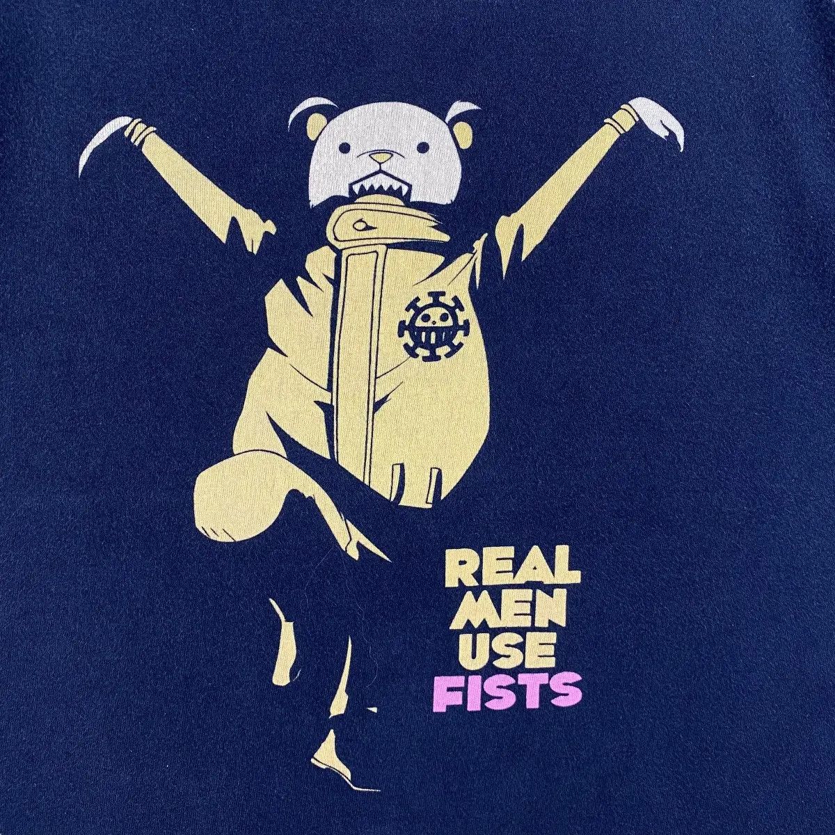 Anime Vintage 00's ONE PIECE BEPO Real Men Use Fists Anime Tee Size US S / EU 44-46 / 1 - 2 Thumbnail