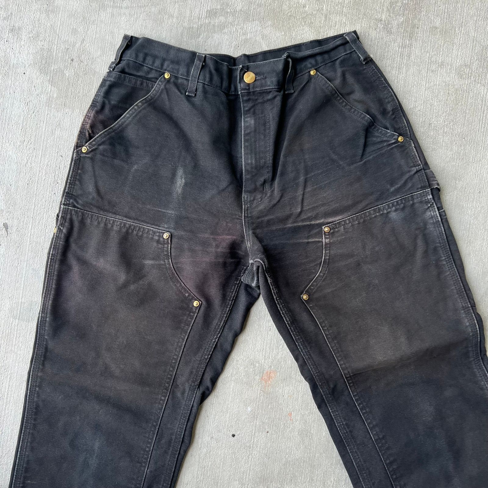 Carhartt × Vintage Carhartt faded black double knee work wear carpenter pants Size US 29 - 8 Thumbnail