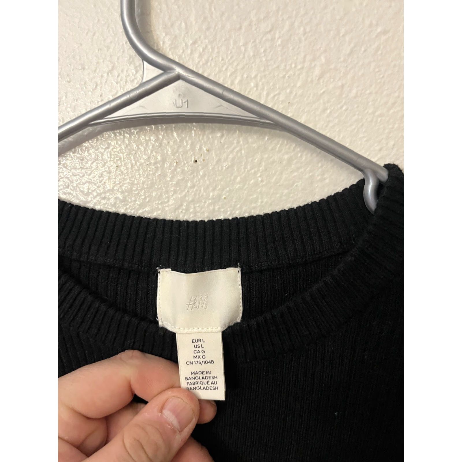 H&M H&M Black Knit Sweater Womens Size L Crew Neck Button Tight Rivbed Pullover Casual Workwear Size L / US 10 / IT 46 - 3 Thumbnail