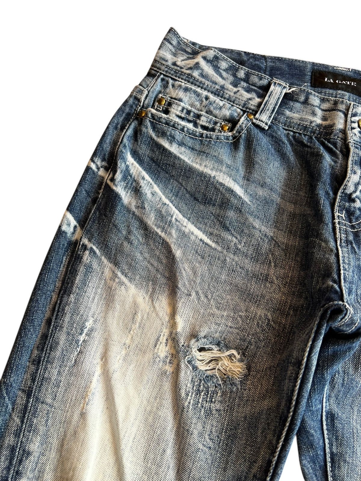 Japanese Brand Vintage La Gate Distressed Flare Low Rise Jean Size US 30 / EU 46 - 7 Thumbnail