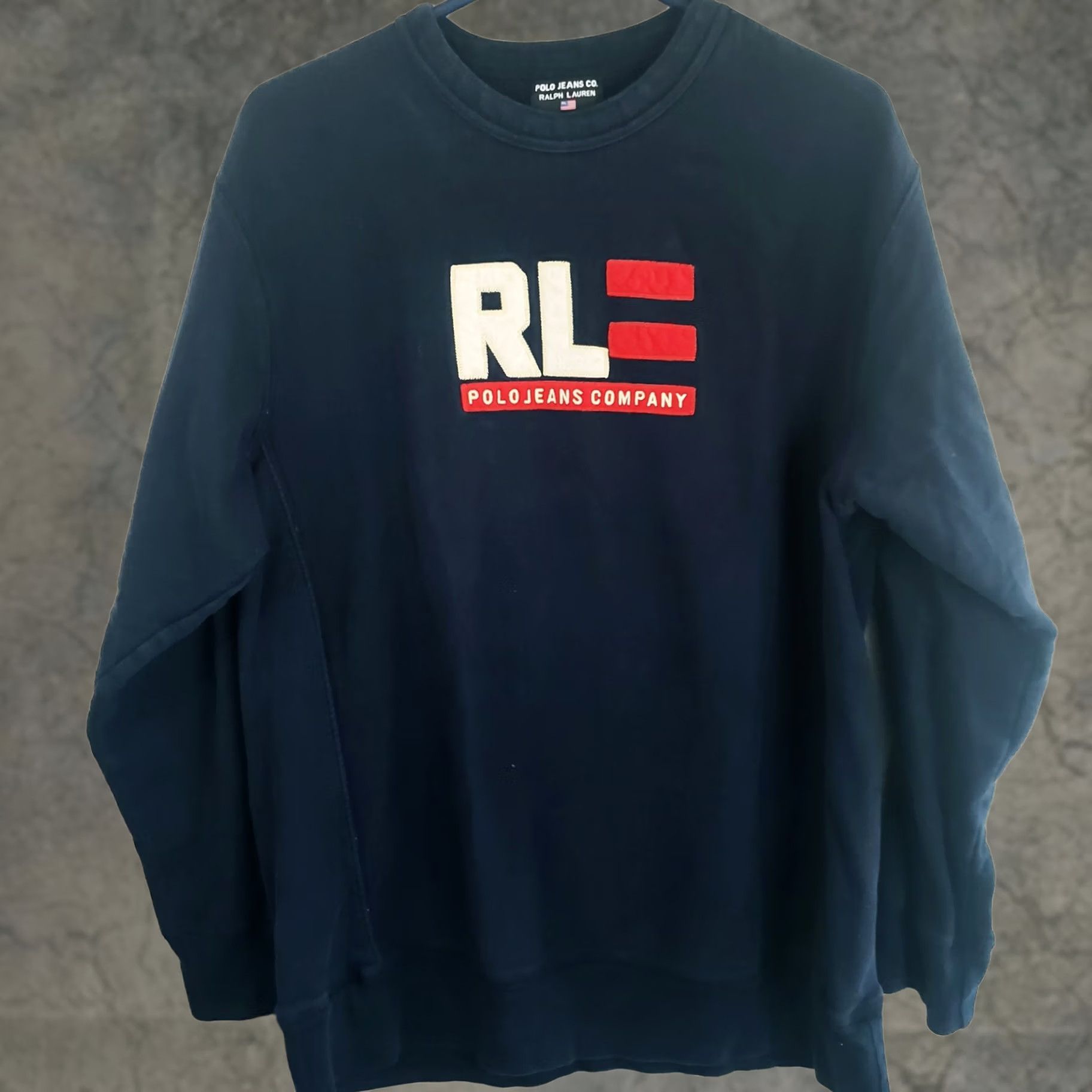 Vintage VINTAGE Polo Jeans Company Sweatshirt Crewneck Navy Blue 90s Mens Large Embroidered Logo Chest Comfort Fleece All Seasons Classic Designer Sportswear Size US L / EU 52-54 / 3 - 1 Thumbnail