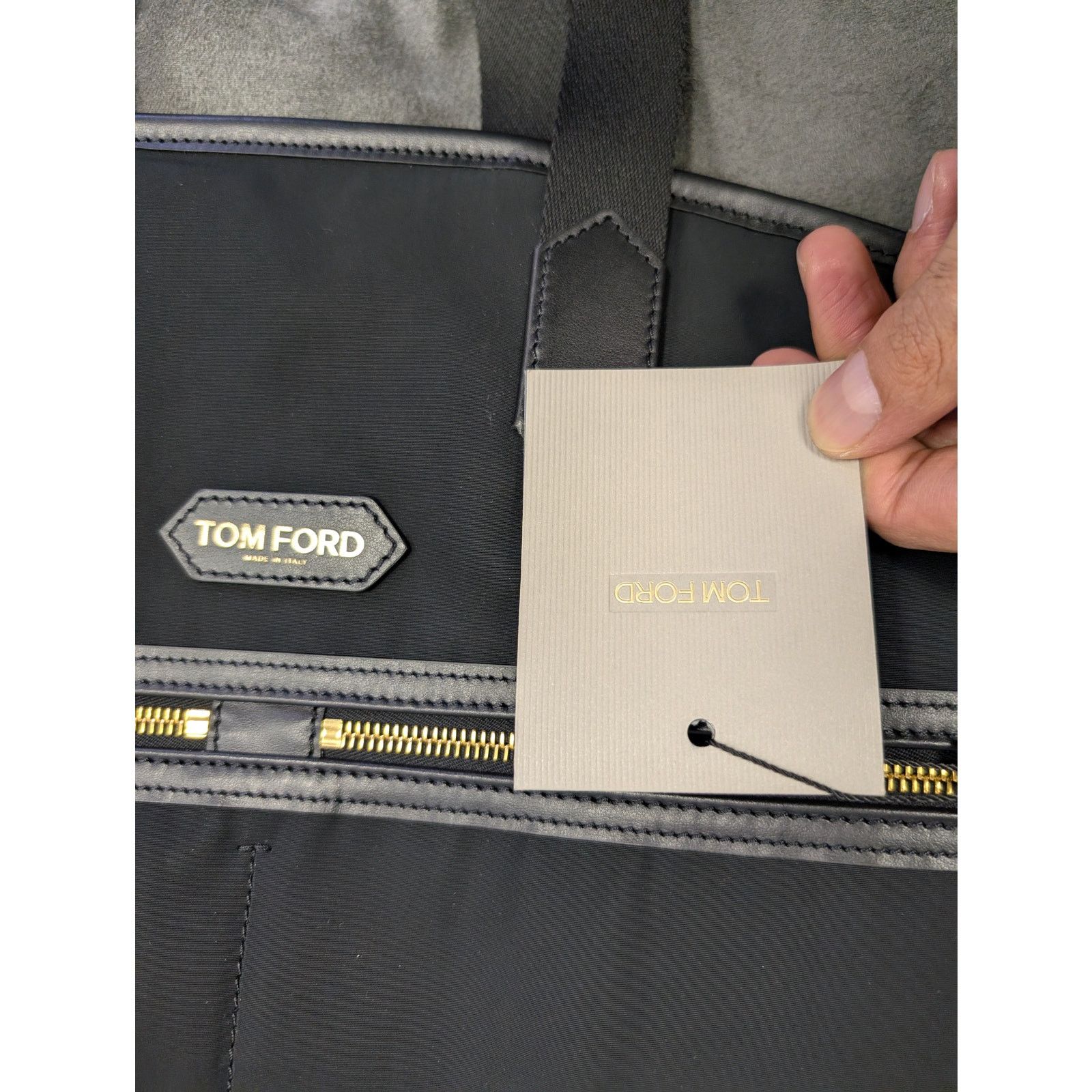 Tom Ford o1rshd1 Q:4/ Size: OS / Leather-Trimmed Garment Bag in Black Size ONE SIZE - 18 Thumbnail