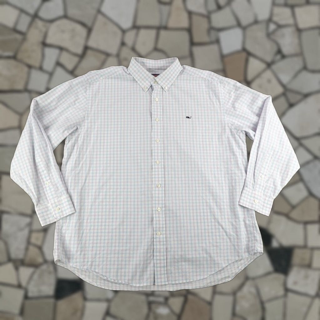 Vineyard Vines Vineyard Vines Shirt Mens XL White Blue Pink Plaid Whale Button Up Country Club Size US XL / EU 56 / 4 - 1 Thumbnail