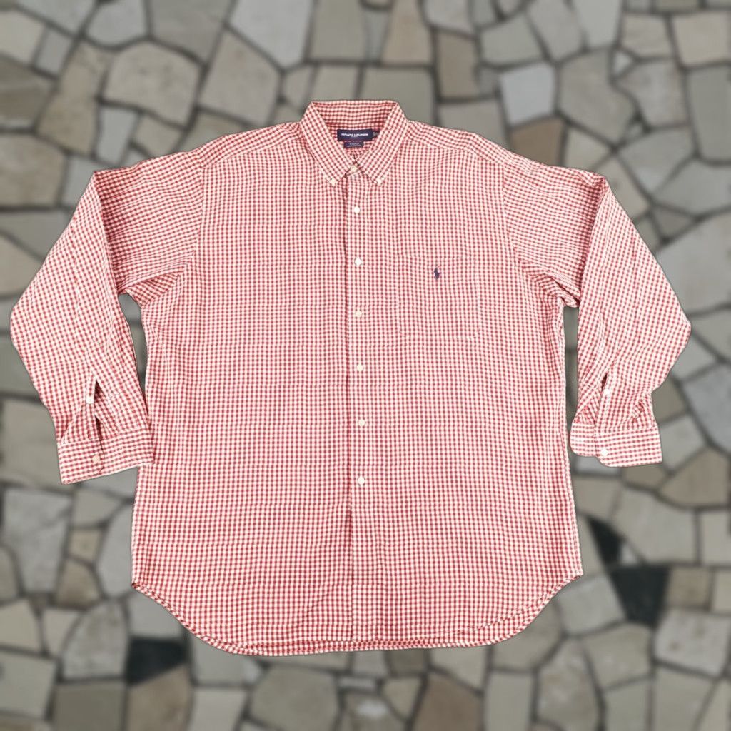 Ralph Lauren Ralph Lauren Shirt XL Red White Gingham Plaid Pony Button Up Tilden Golf Mens Size US XL / EU 56 / 4 - 1 Thumbnail