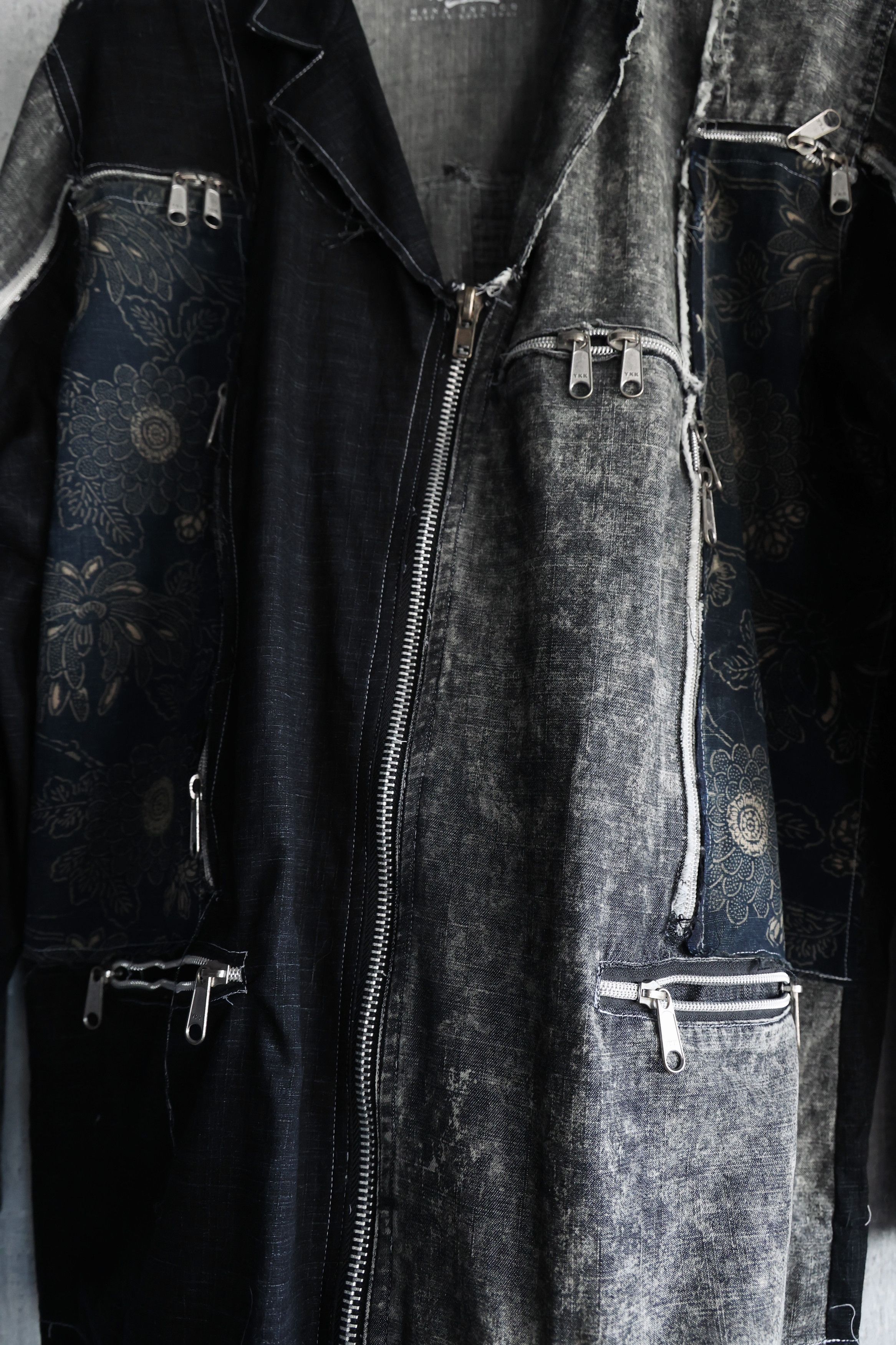 Hana Indigo Zip up blazer patched with japan floral pattern 'Katazome' Size US M / EU 48-50 / 2 - 5 Thumbnail