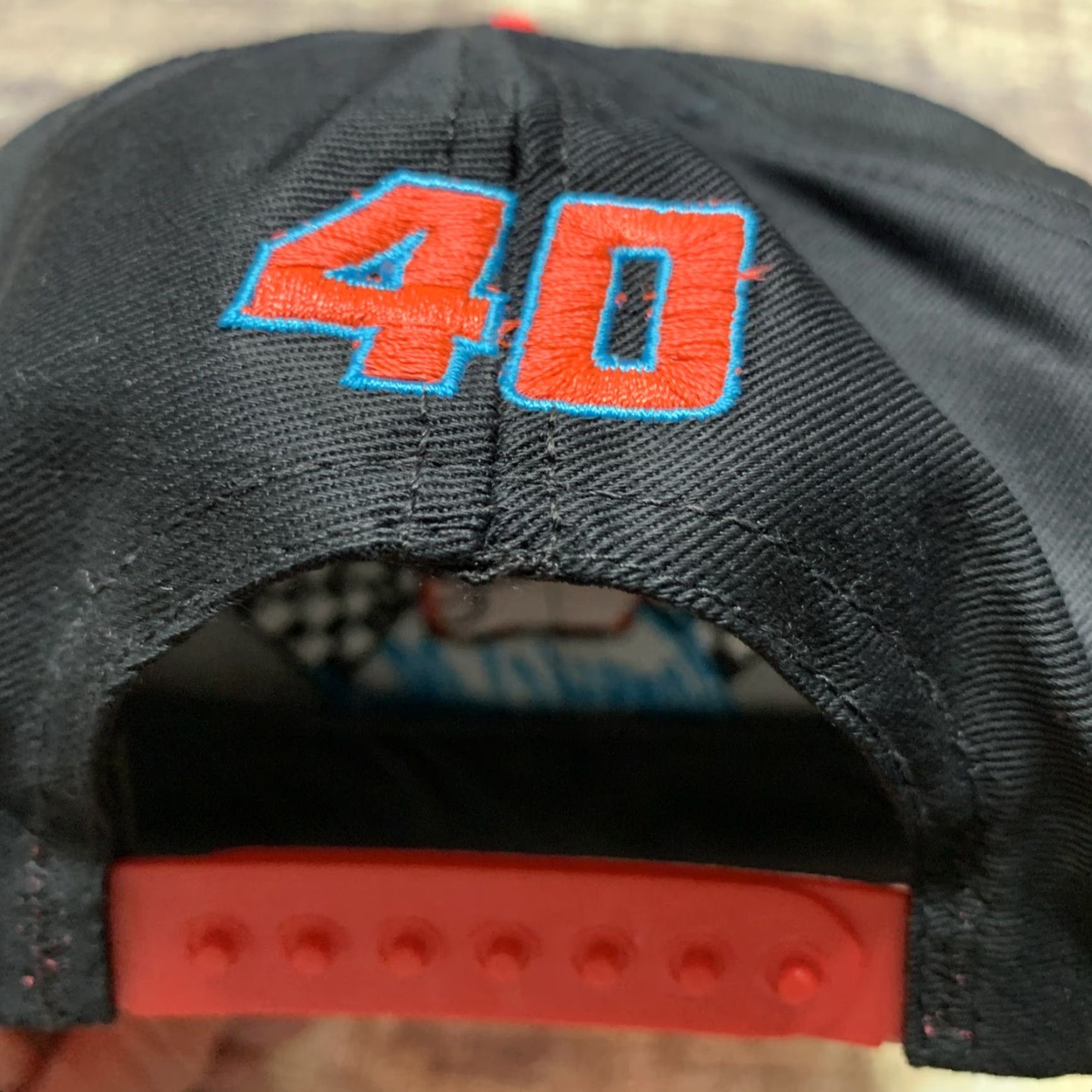 Vintage VINTAGE Kenny Wallace #40 Black Pink Hat Snap Back Cap NASCAR 90’s Made in USA Mens Adjustable White Hat Size ONE SIZE - 4 Thumbnail