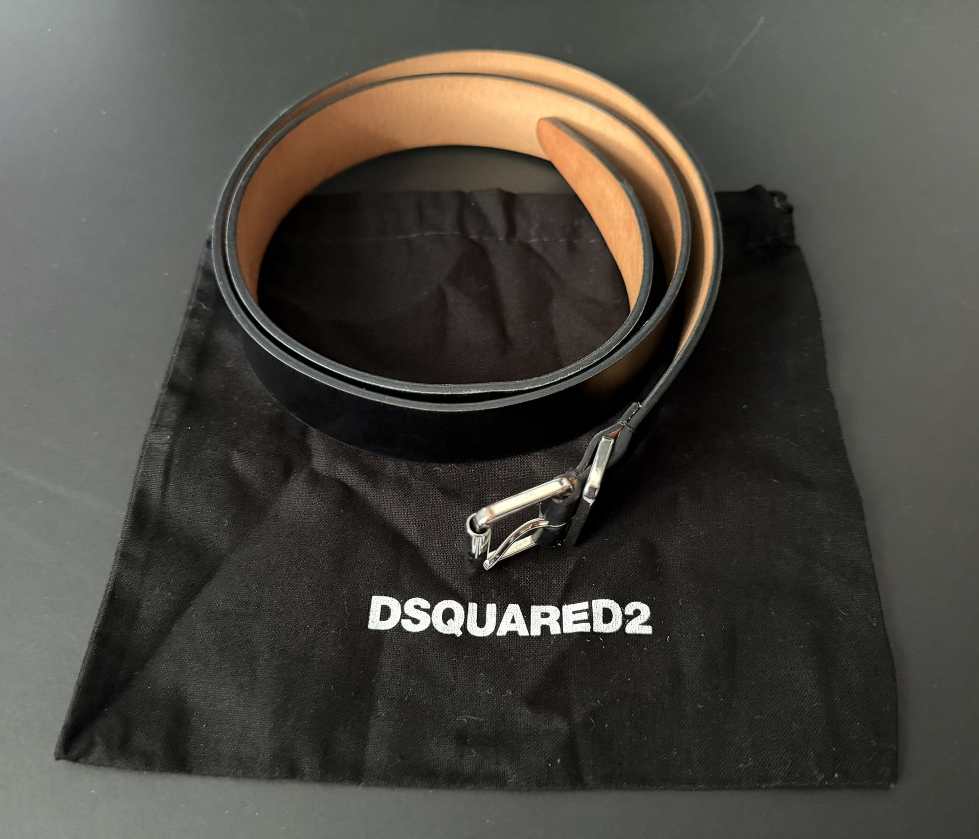 Dsquared2 Dsquared2 Black Leather Belt Minimal Buckle Made in Italy 90 Size 32 - 2 Thumbnail