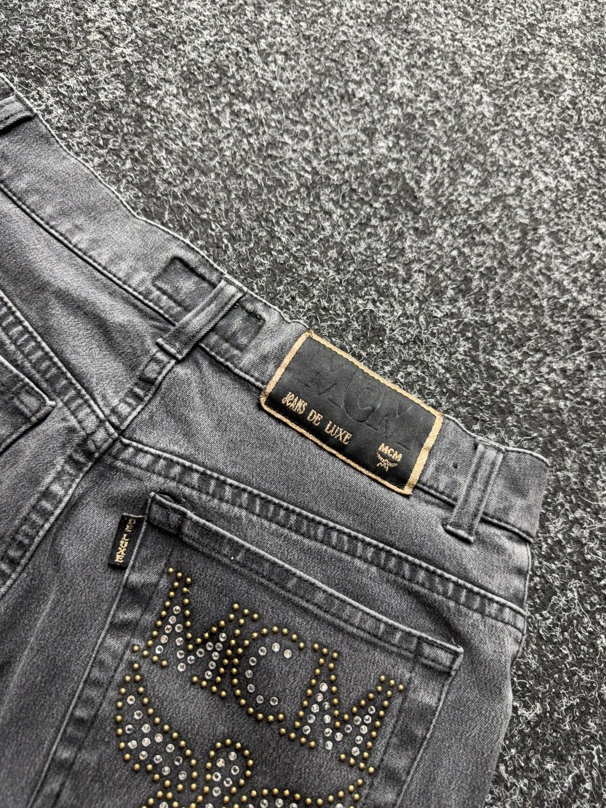 MCM Luxury MCM Jeans Studded Logo Pants Black Y2K Straight W29 Size 29" - 19 Thumbnail