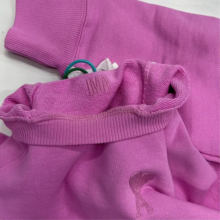 AMI AMIPARIS Pink Heart Embroidered Cotton Sweatshirt -2507 Size US XXS / EU 40 - 4 Thumbnail