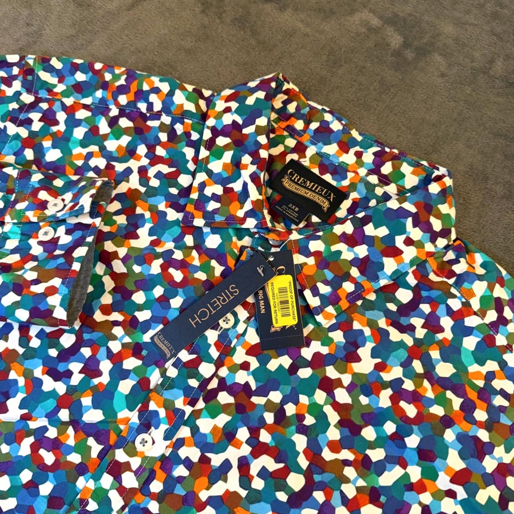 Cremieux Cremieux Premium Denim Button Up Mens 2XB Multicolor Geometric Stretch Shirt NWT Size US XXL / EU 58 / 5 - 2 Thumbnail