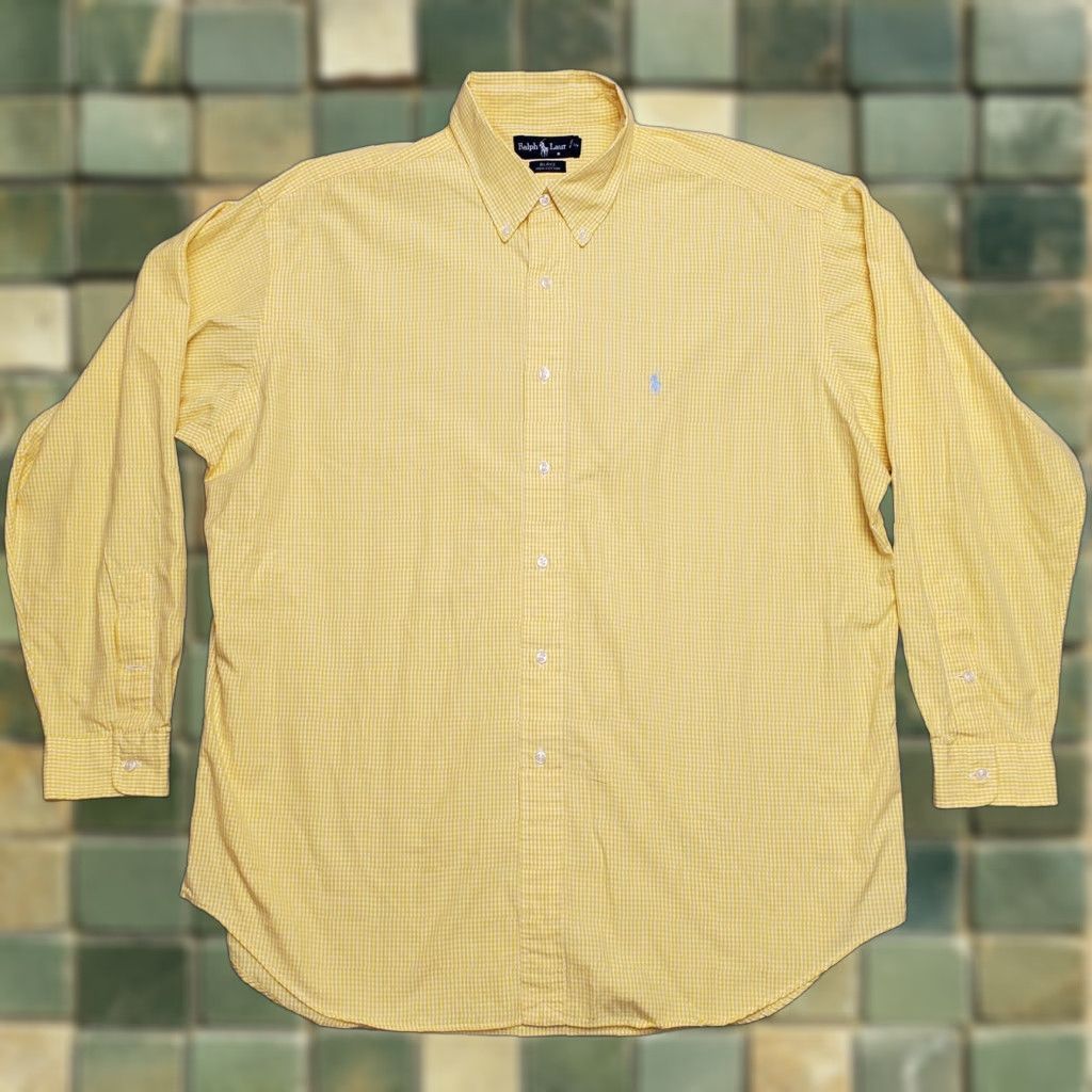 Ralph Lauren Ralph Lauren Blake Shirt Mens XL Yellow Check Long Sleeve Teal Pony Size US XL / EU 56 / 4 - 1 Thumbnail