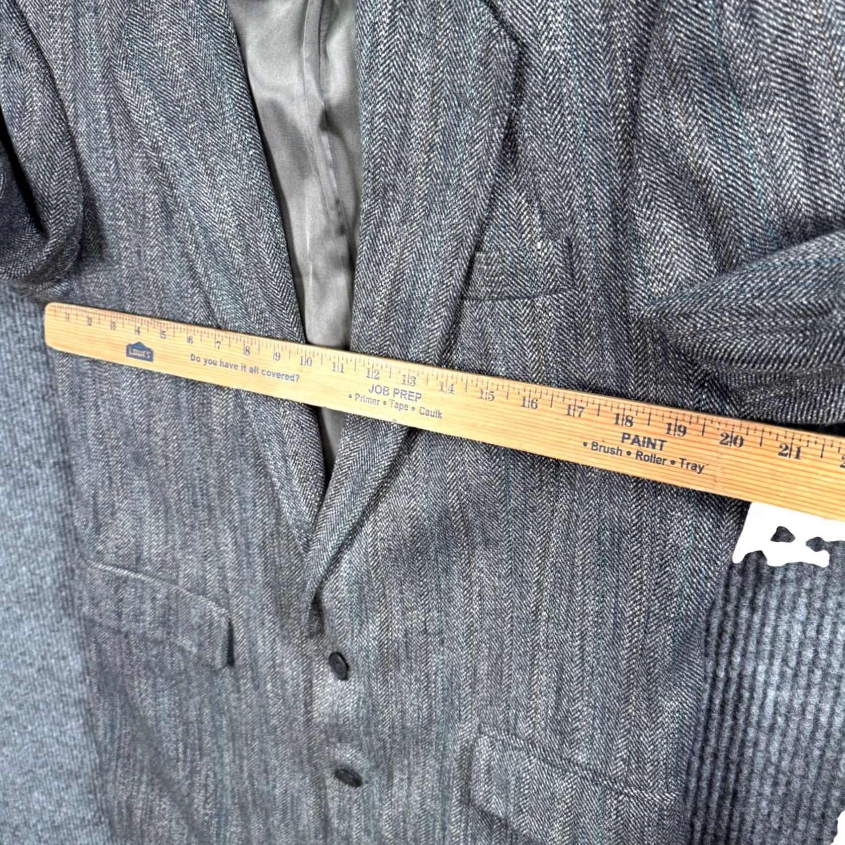 Haggar VTG Haggar Blazer 40L Herringbone Wool Blend Gray USA Made Ivy League Academia Preppy Sport Coat Mens Size 40R - 7 Thumbnail