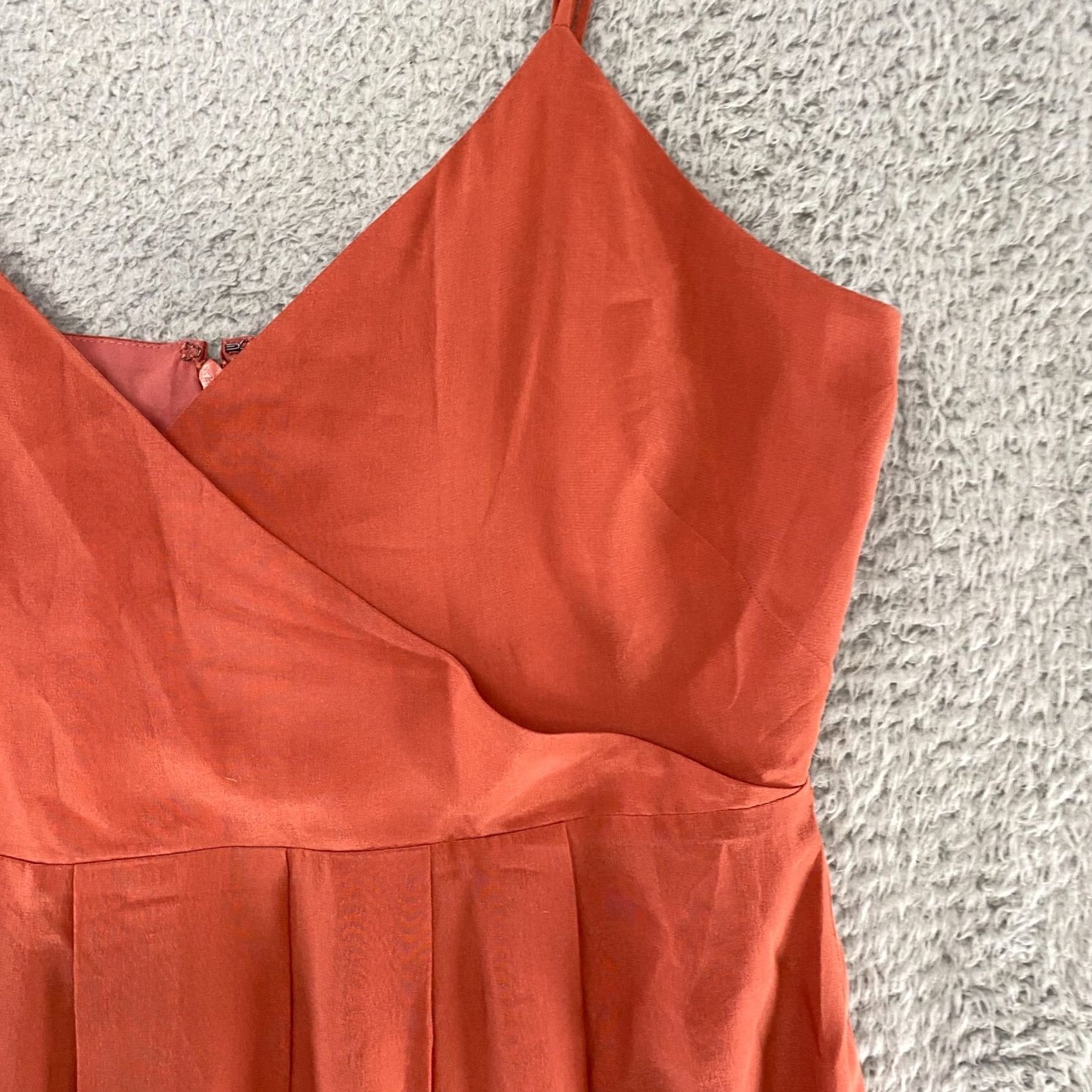 Madewell Madewell Silk Fern Dress Womens 14 Orange Knee Length V-Neck Sleeveless Cami Style Strap Zipper Size XL / US 12-14 / IT 48-50 - 4 Thumbnail