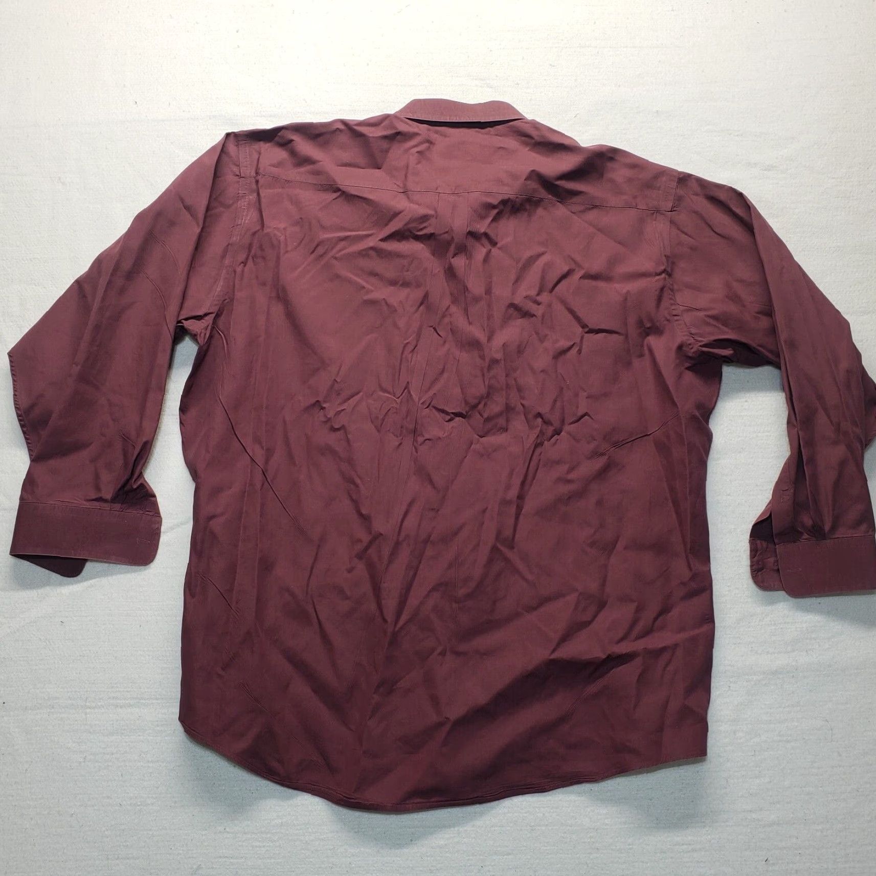 Vintage Roberto Villini Shirt Dress Shirt Long Sleeve Adult Men 18.5 Red 100% Cotton Solid Button Up Burgundy Spread Collar Mens Size US XXL / EU 58 / 5 - 8 Thumbnail