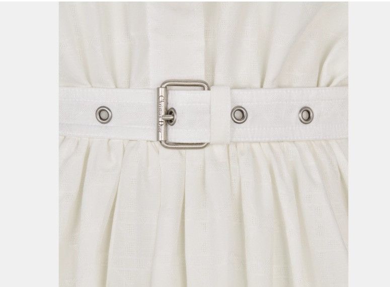 Dior o1w1db10325 411R5 Belted Midi Dress in White Size S / US 4 / IT 40 - 3 Thumbnail