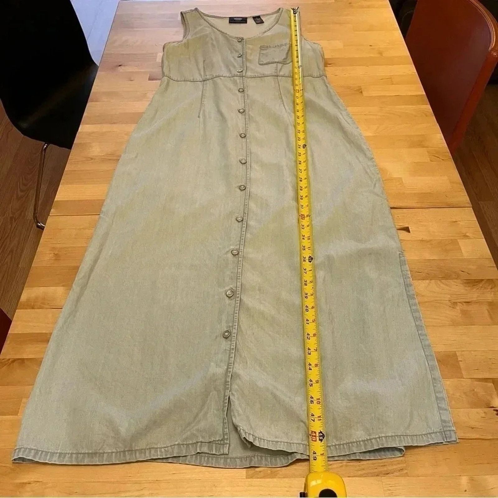 Liz Claiborne Crazy Horse by Liz Clairborne Women Maxi Denim Dress Sz 8 Size M / US 6-8 / IT 42-44 - 12 Thumbnail