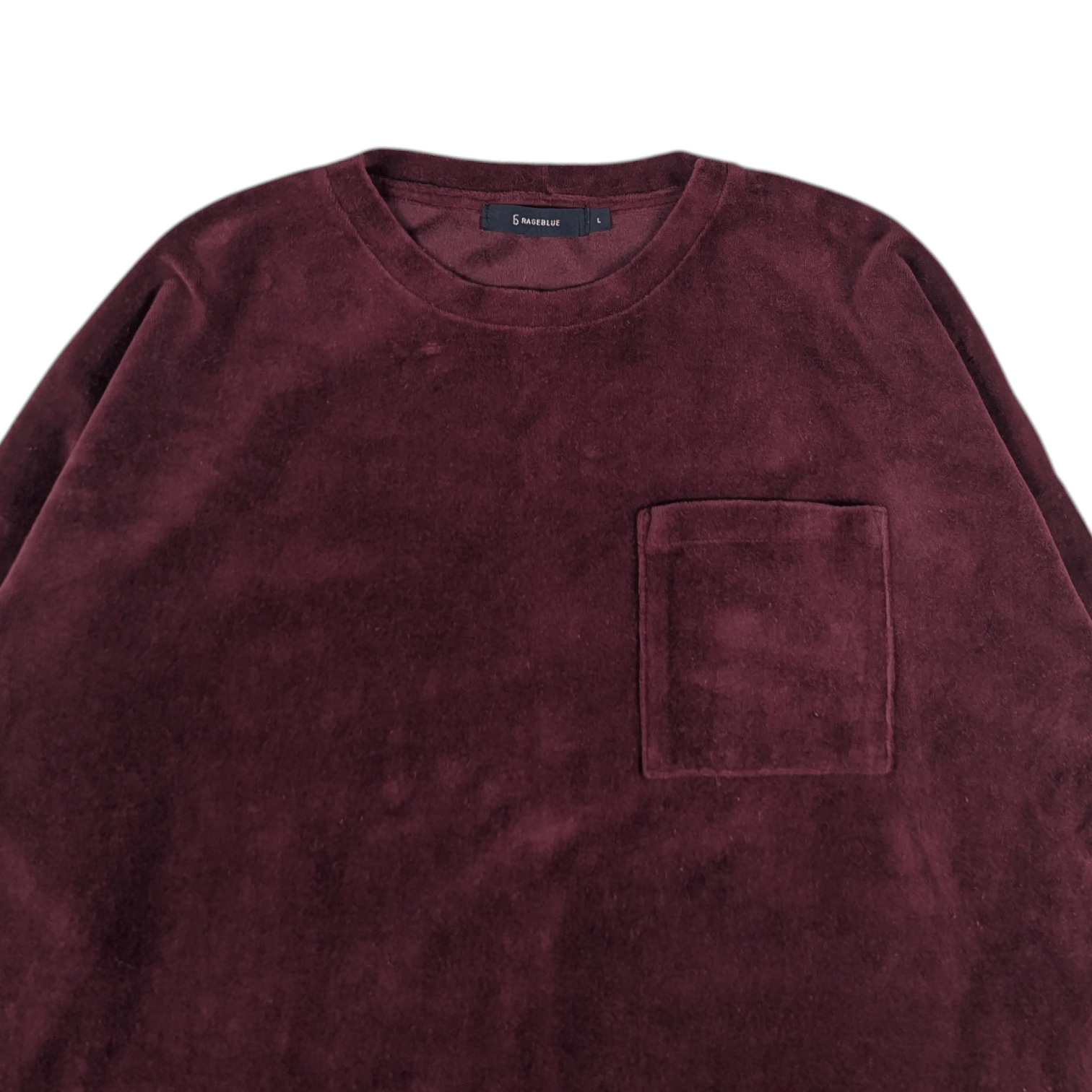 Japanese Brand RAGEBLUE Small Pocket Fleece Velvet Jumper Sweatshirt Size US L / EU 52-54 / 3 - 5 Thumbnail
