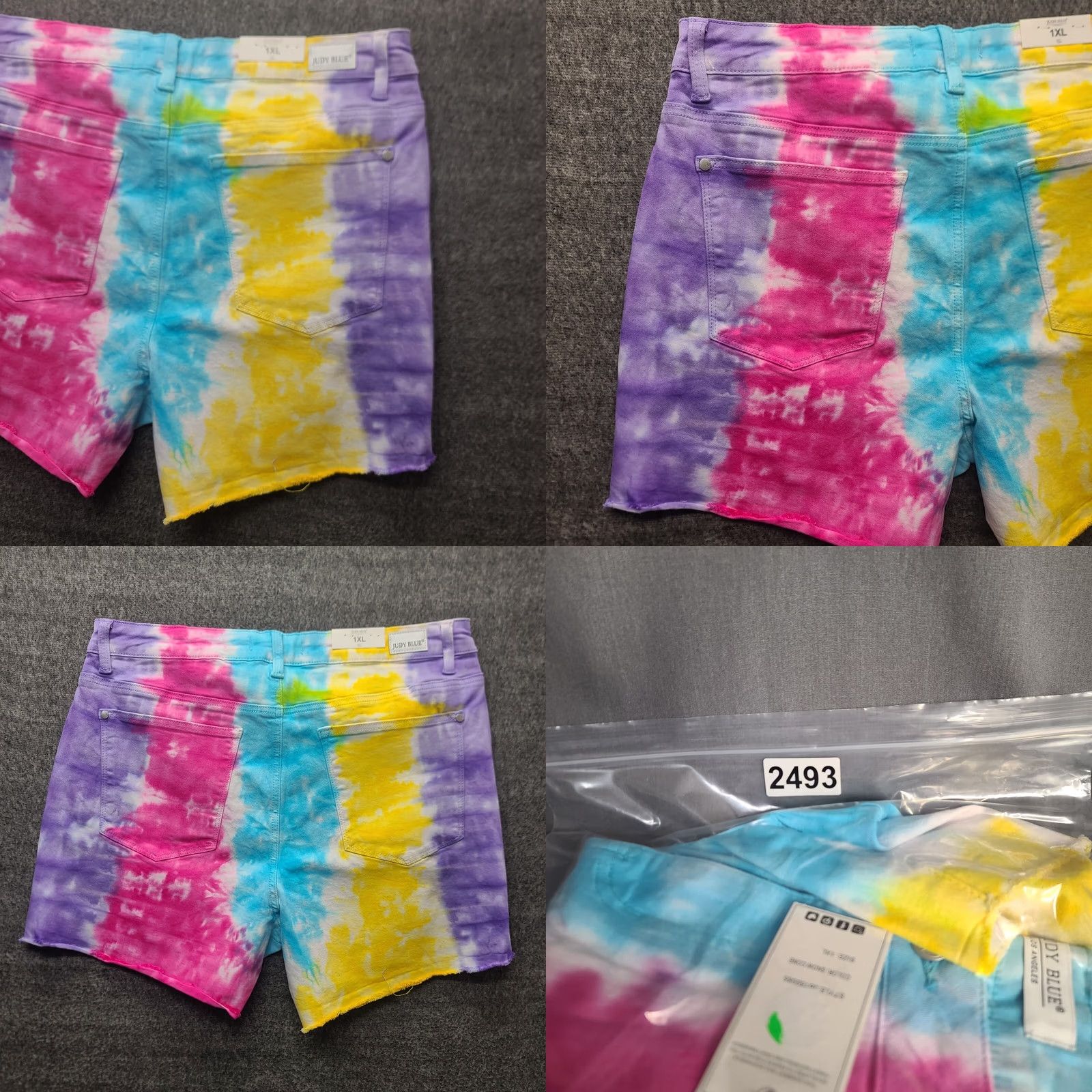 Vintage Judy Blue Cut Off Shorts Womens XL Regular High Rise Tie Die Snow Cone Pinstripes? Size 40" / US 18 - 9 Thumbnail