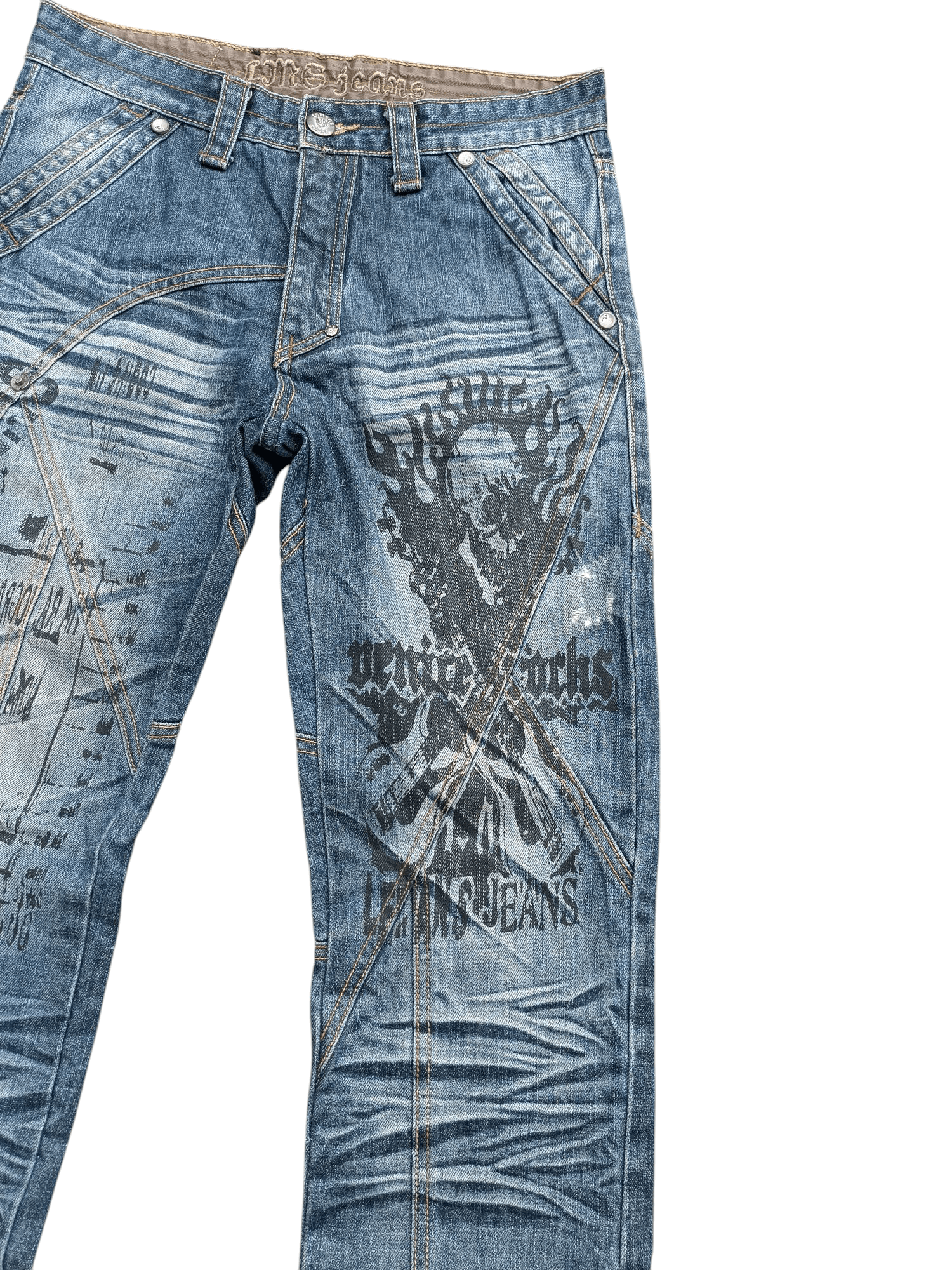 Japanese Brand × Seditionaries RARE 🔥 Japanese Brand LMS Skull Printed Denim E246 Size US 30 / EU 46 - 4 Thumbnail