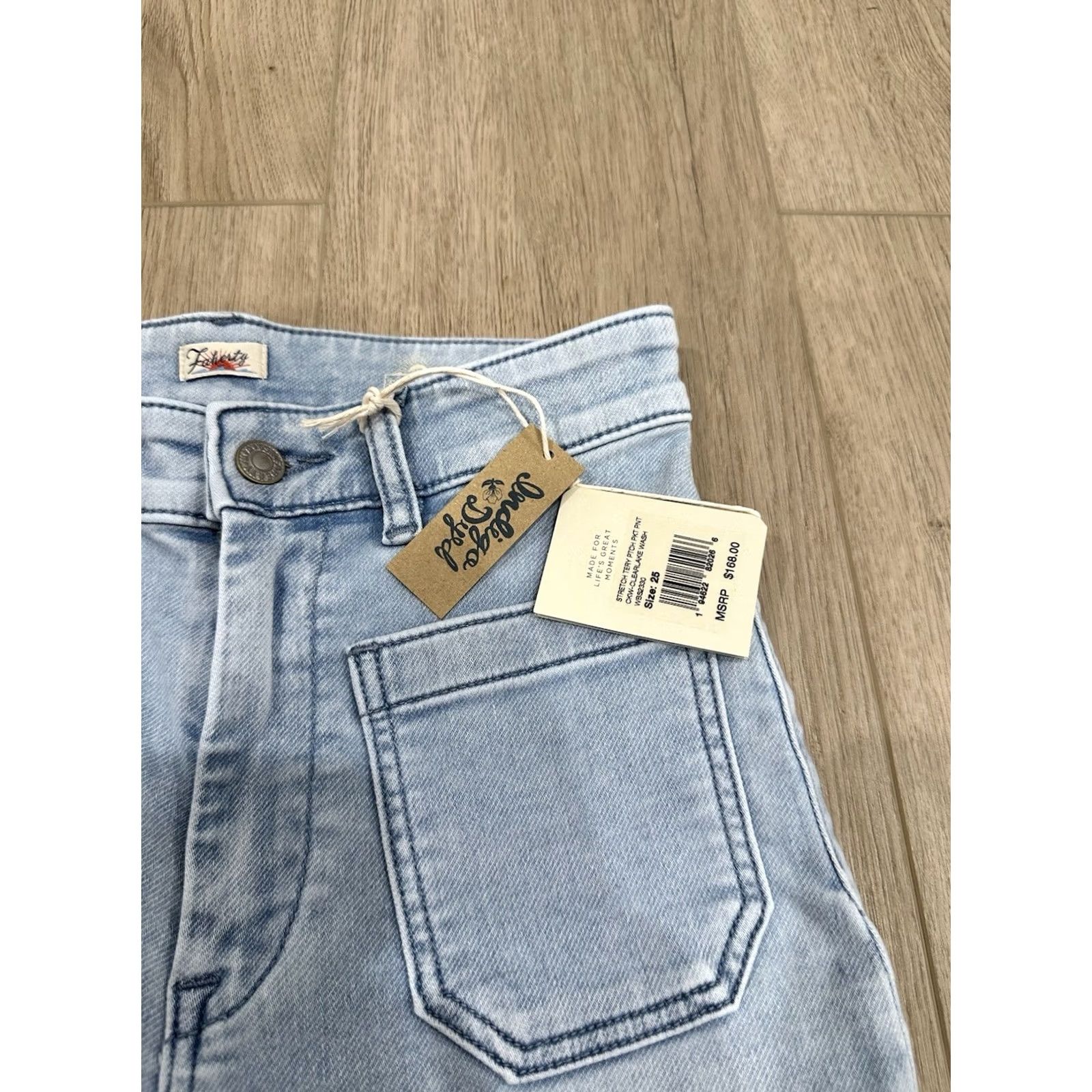 Faherty NWT Faherty Jeans Wide-Leg Patch Pocket Cotton Blend 25 Blue Womens Size 42" / US 20 - 5 Thumbnail