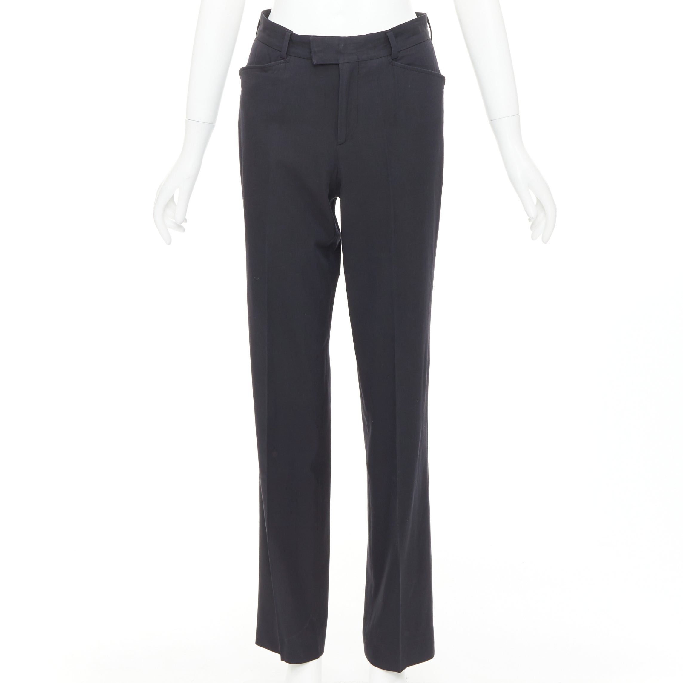 Gucci GUCCI Tom Ford charcoal grey curved pocket nylon blend straight leg trousers IT38 XS Size 26" / US 2 / IT 38 - 1 Thumbnail