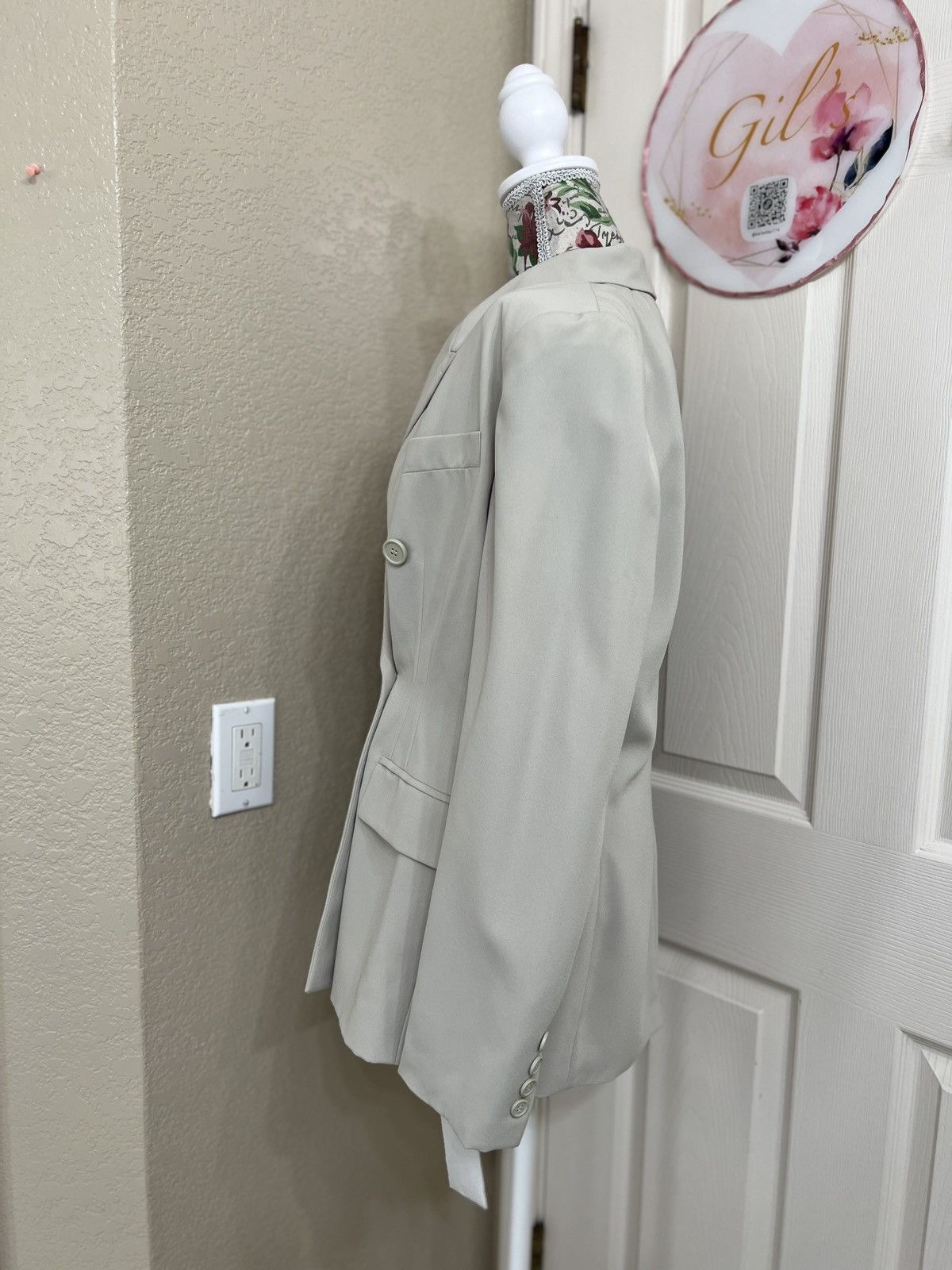 I.N.C INC International Concepts Double-Breasted Cream Blazer 90’s Size L / US 10 / IT 46 - 4 Thumbnail