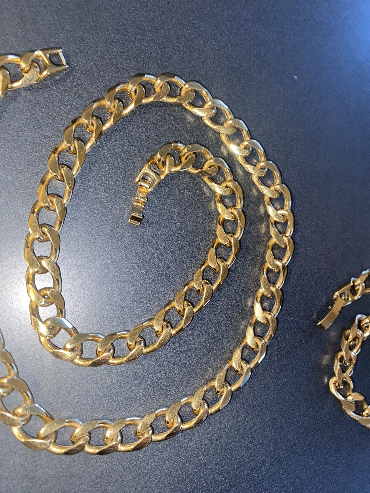Jewelry Hollow Cuban Bracelet Gold Plated 9" Size ONE SIZE - 21 Thumbnail