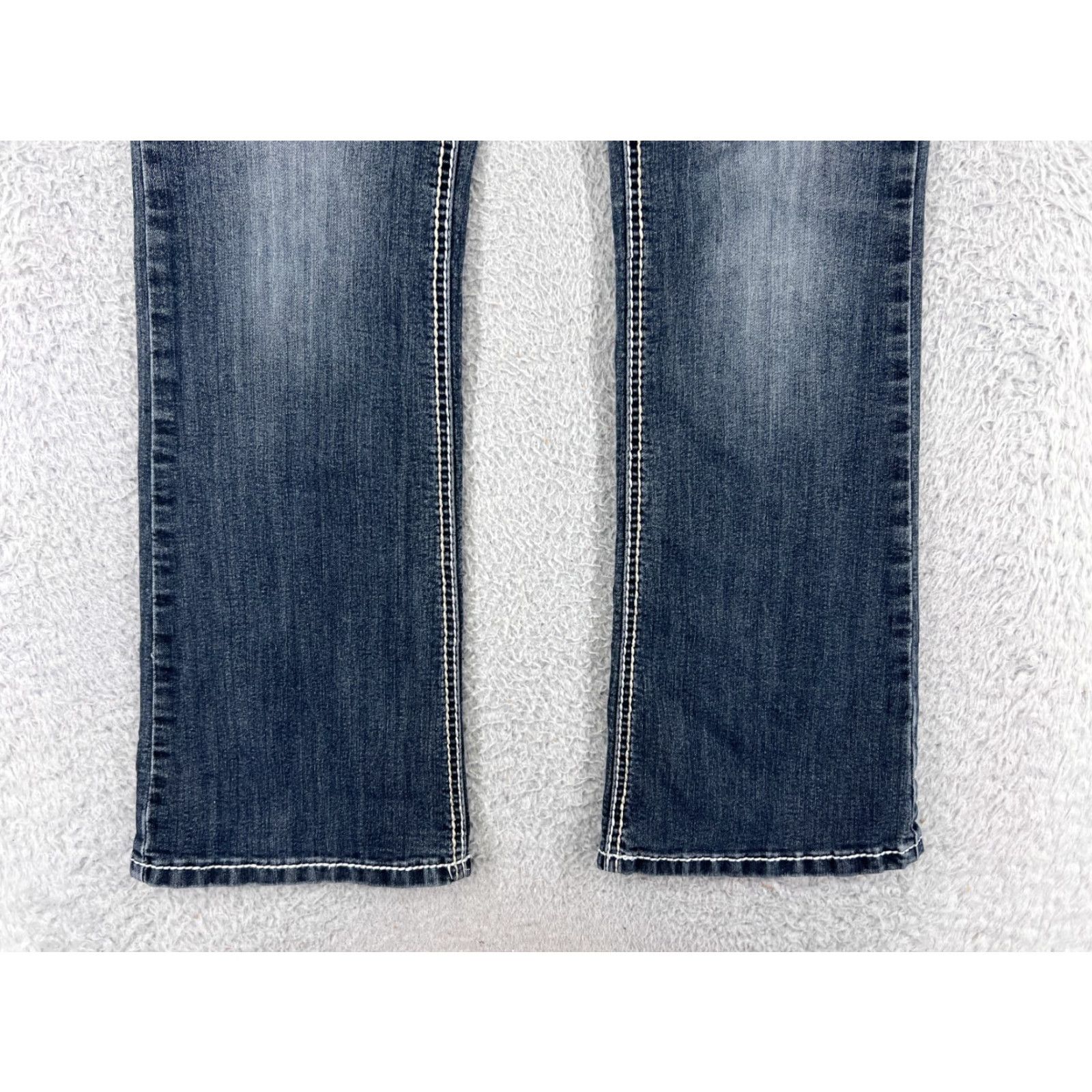 Vintage Maurices Jeans Women's 7 Blue Denim Low Rise Bootcut Distressed Cotton Western 5-Pocket Mens Womens? Size 28" / US 6 / IT 42 - 4 Thumbnail