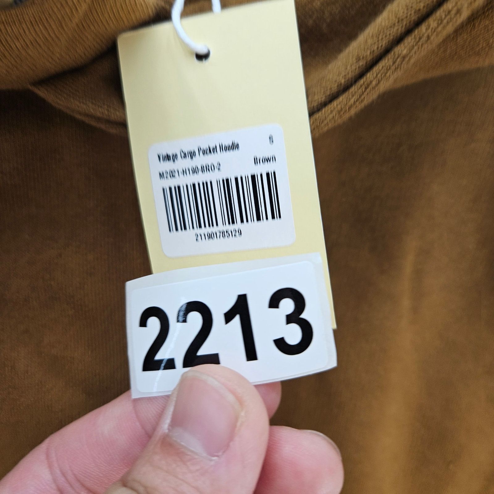 MNML MNML MEN'S SMALL BROWN VINTAGE CARGO POCKET PULLOVER HOODIE Size US S / EU 44-46 / 1 - 3 Thumbnail