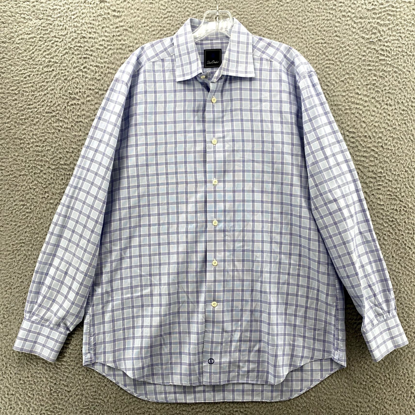 David Donahue David Donahue Dress Shirt Men's 16 34/35 Blue Plaid Office Preppy Normcore Corp Shirt Mens Size 34/35 Blue Plaid Dress Shirt (Regular) Size 34R - 2 Thumbnail