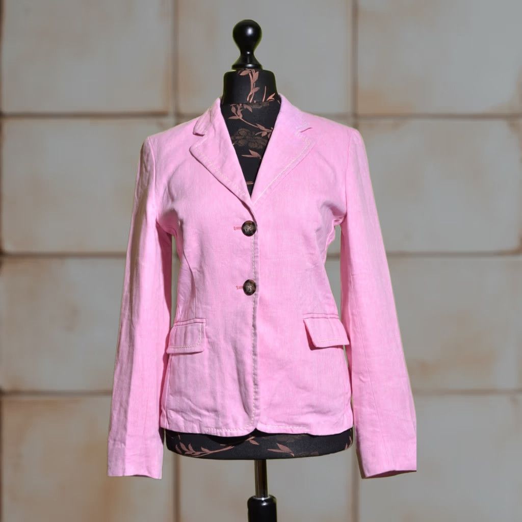 Max Mara Weekend Max Mara Blazer Jacket Pink Linen/Cotton 2 Button Womens Size 10 UK10 IT42 Size L / US 10 / IT 46 - 1 Thumbnail