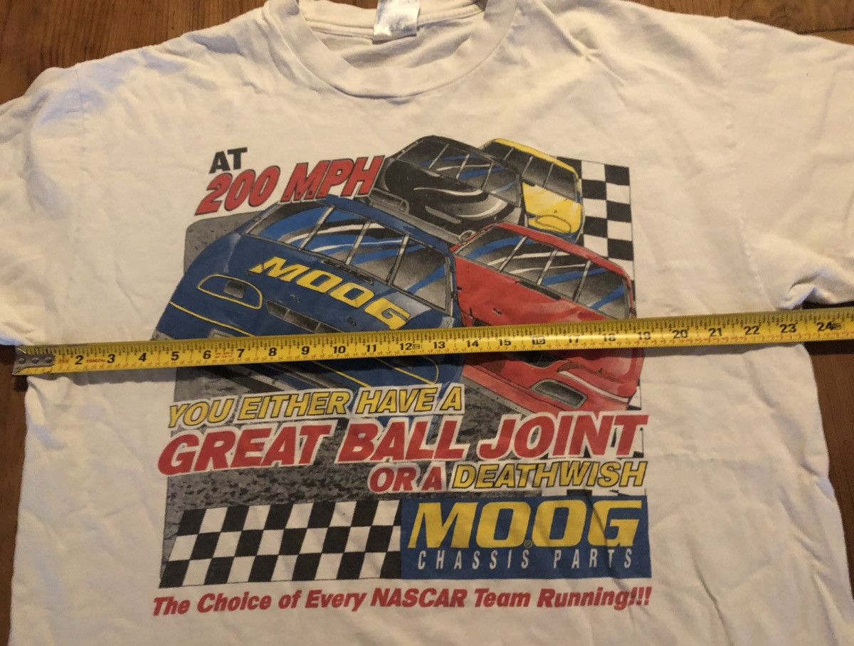 Vintage Vintage 90s Moog Chassis Parts Racing T Shirt S/XL Size US XL / EU 56 / 4 - 6 Thumbnail