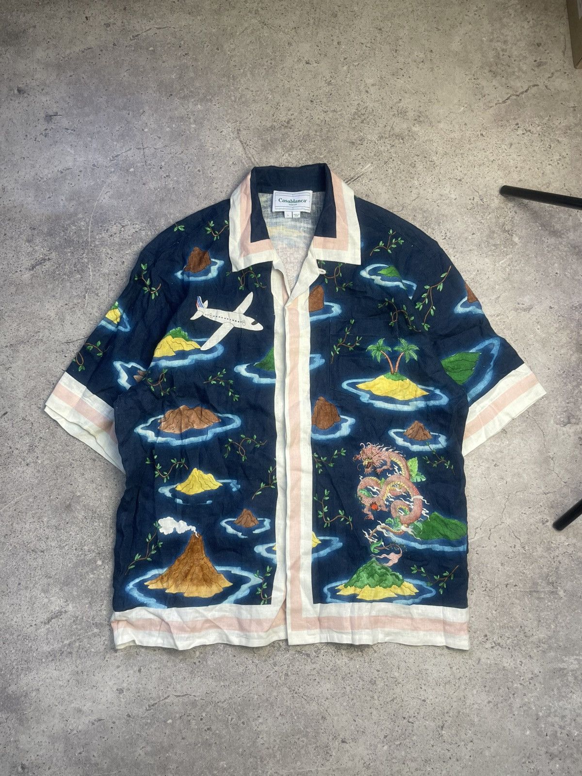 Casablanca Casablanca Tennis Club Island Dragon Printed Linen Shirt Size US L / EU 52-54 / 3 - 1 Thumbnail