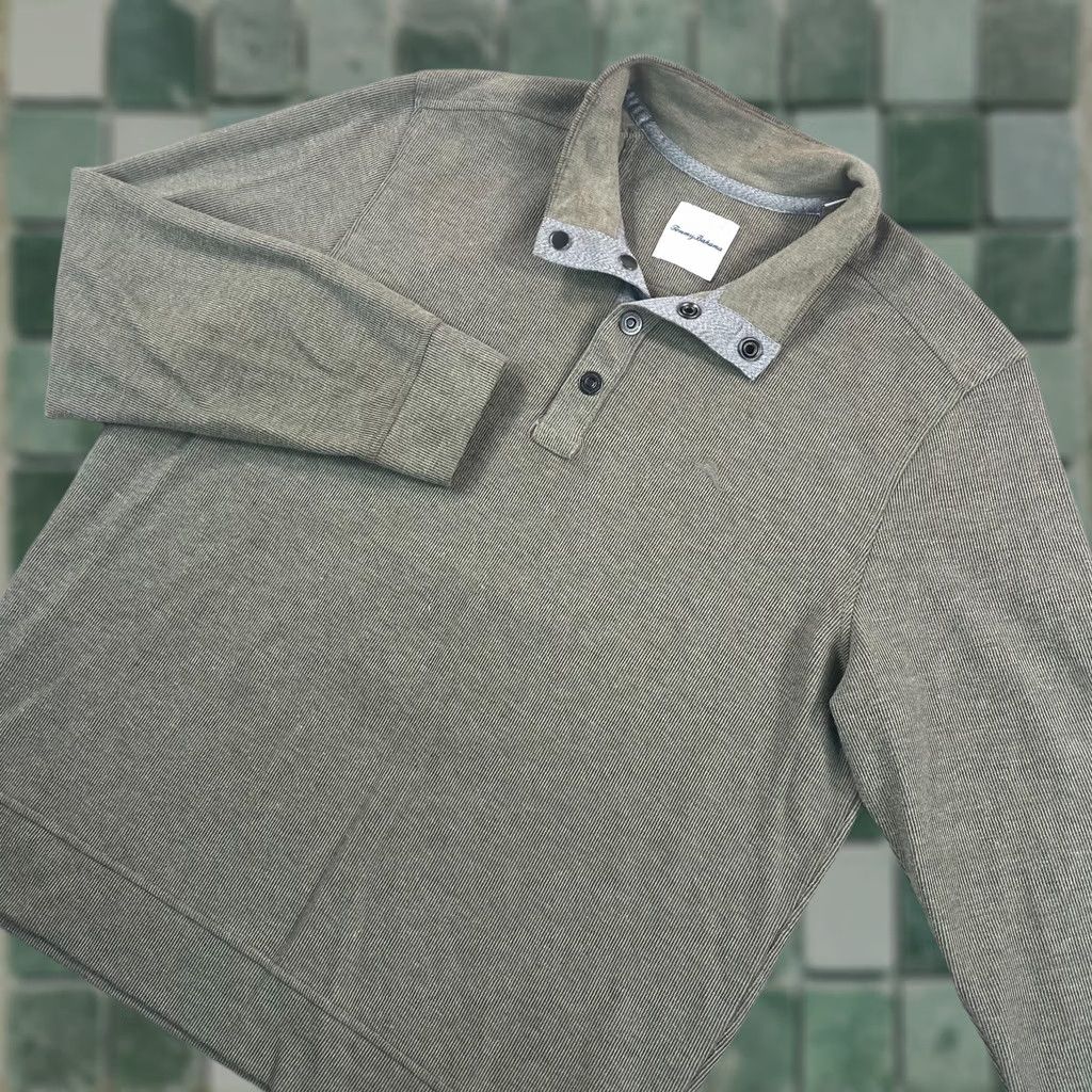 Tommy Bahama Tommy Bahama Sweater Men XL Green Mock-Collar Henley Pullover Knit Logo All Seasons Regular Vintage: No Size US XL / EU 56 / 4 - 1 Thumbnail