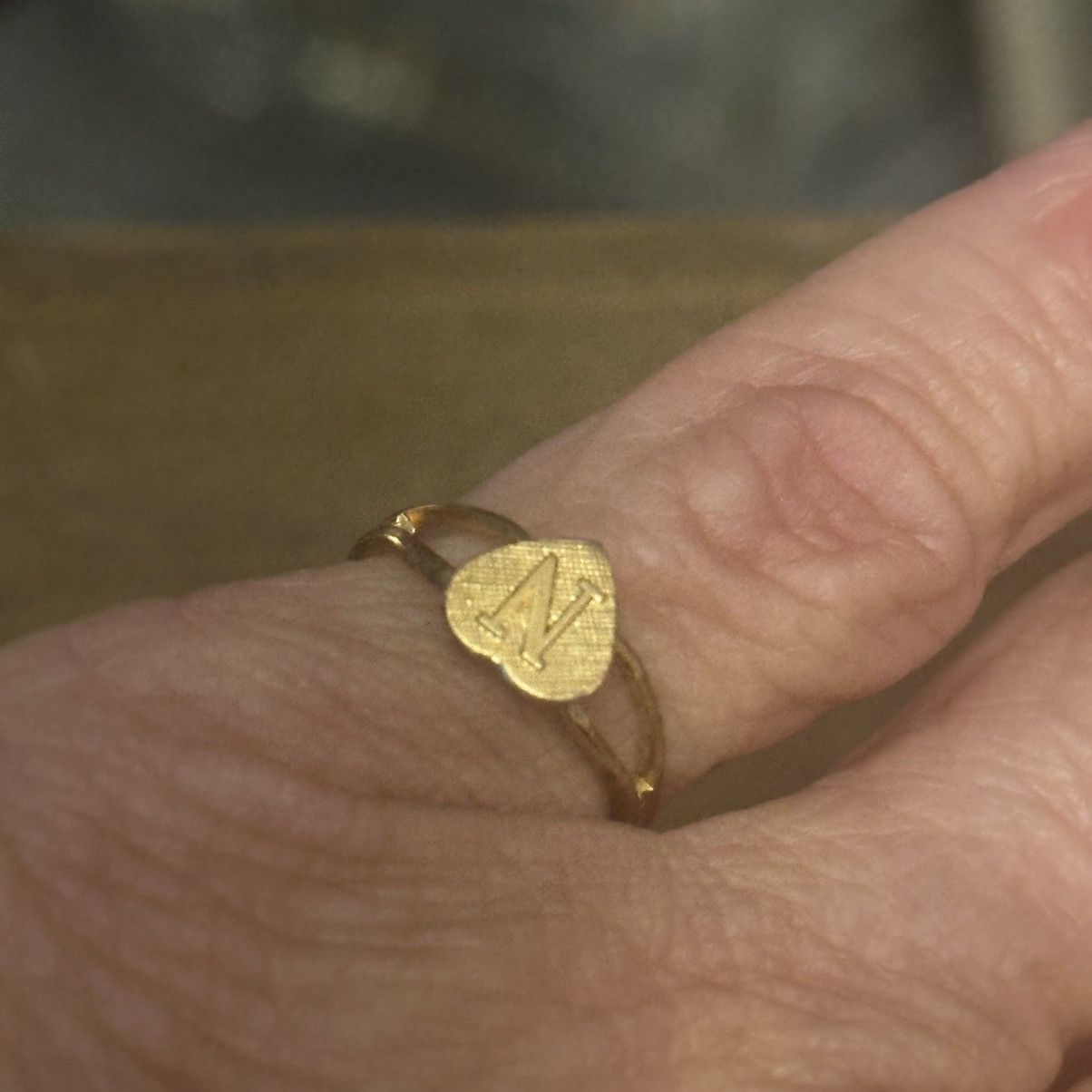 Vintage Vintage letter N heart shaped adjustable ring Size ONE SIZE - 3 Thumbnail